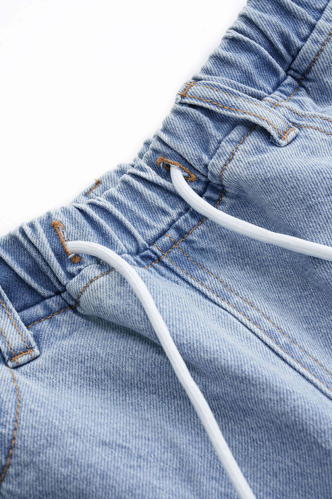 Denim Pocket Tank Top And Drawstring Shorts Set