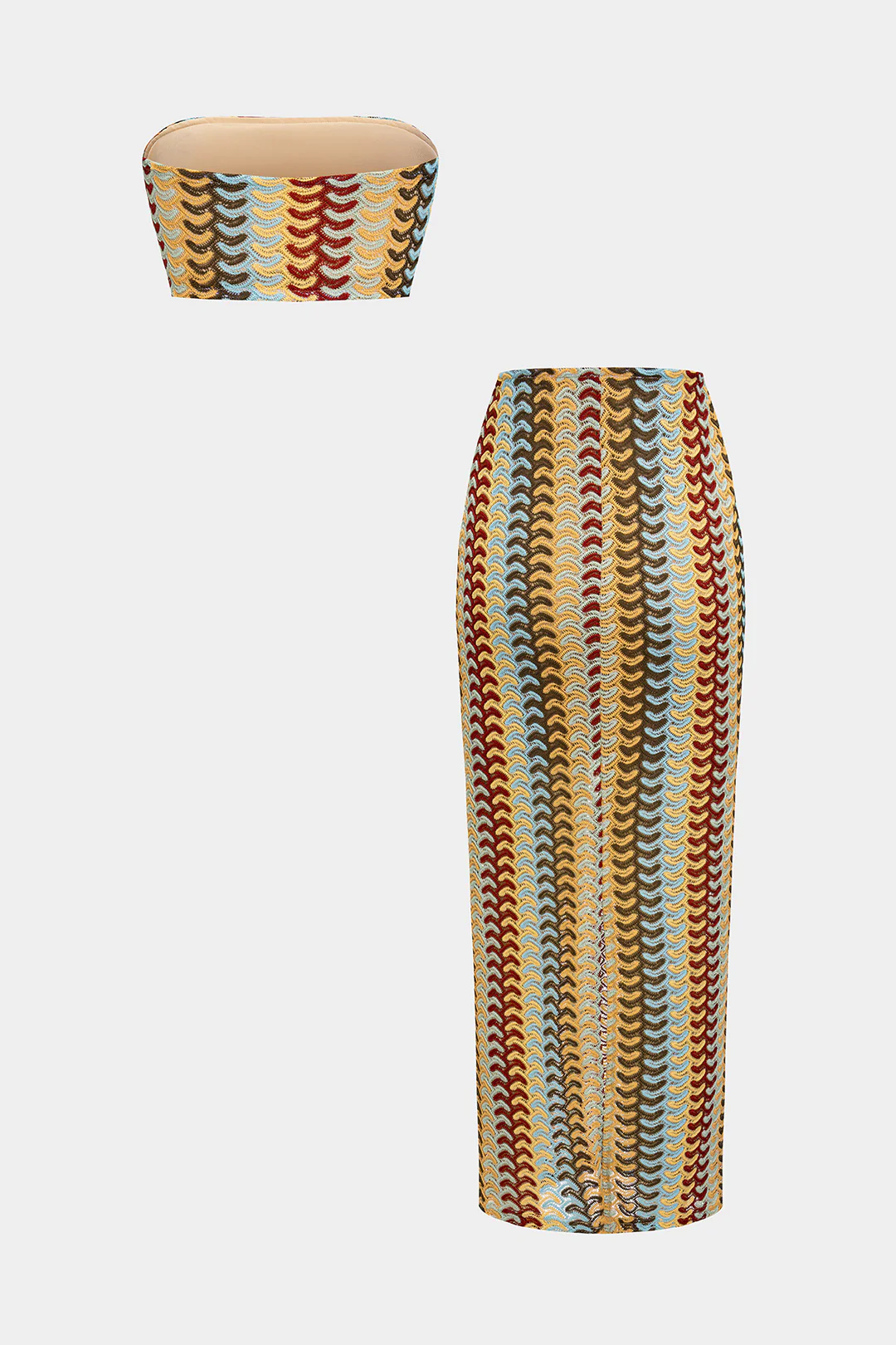 Cropped Tube Top And Skirt Set