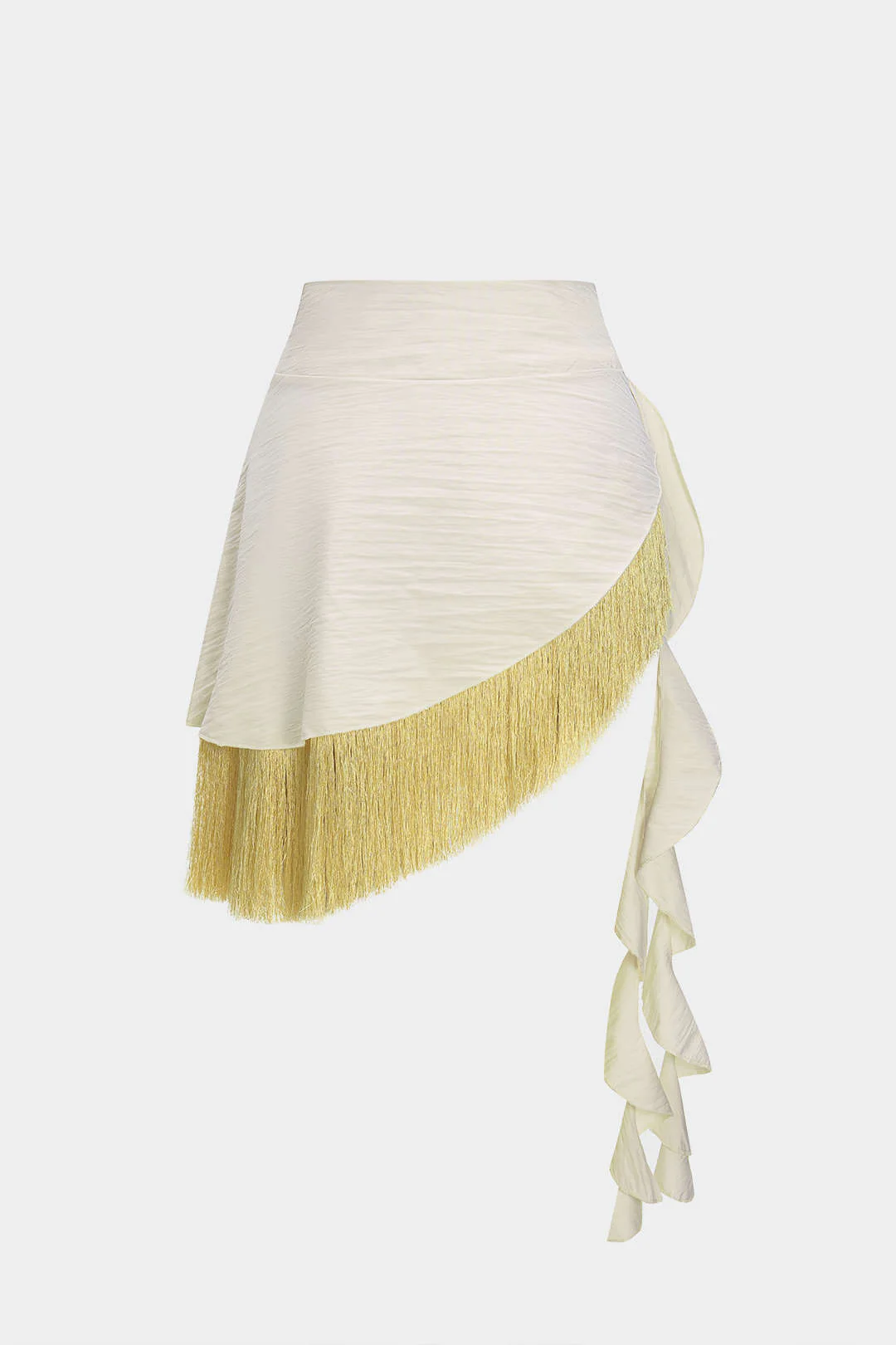Beaded Halter Neck Tank Top and Fringe Trim Skirt Ensemble