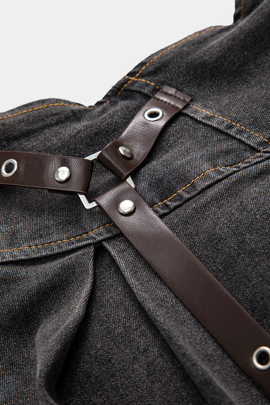 Denim High-Waisted Patchwork Skirt