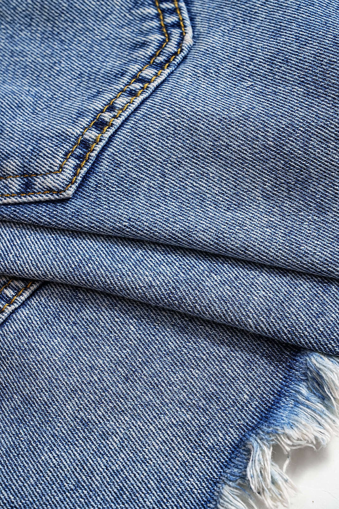 Denim Asymmetric Ripped Button-Pocket Shorts