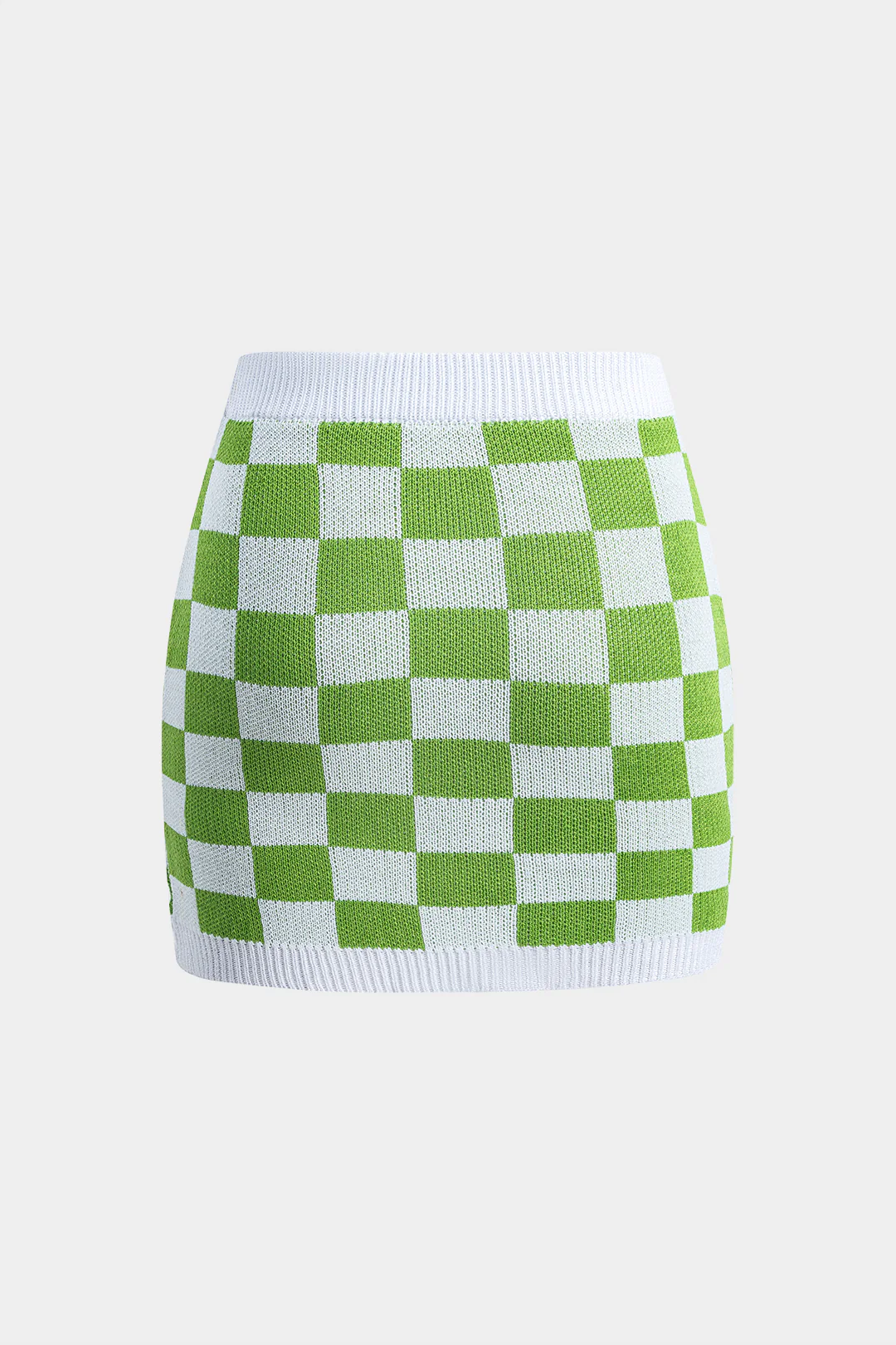 Contrast Pattern Knit Crop Top And Skirt Set