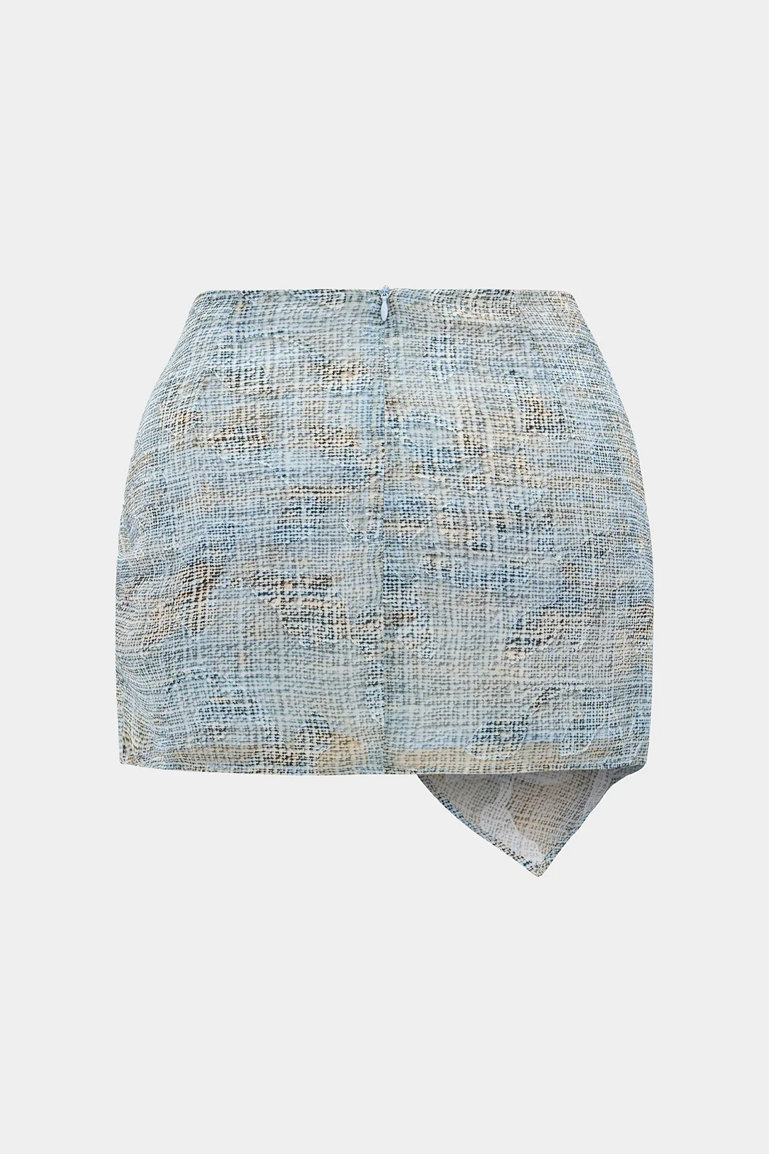 Plus Size Abstract Print Metallic Decor Ruched Zipper Chiffon Skirt