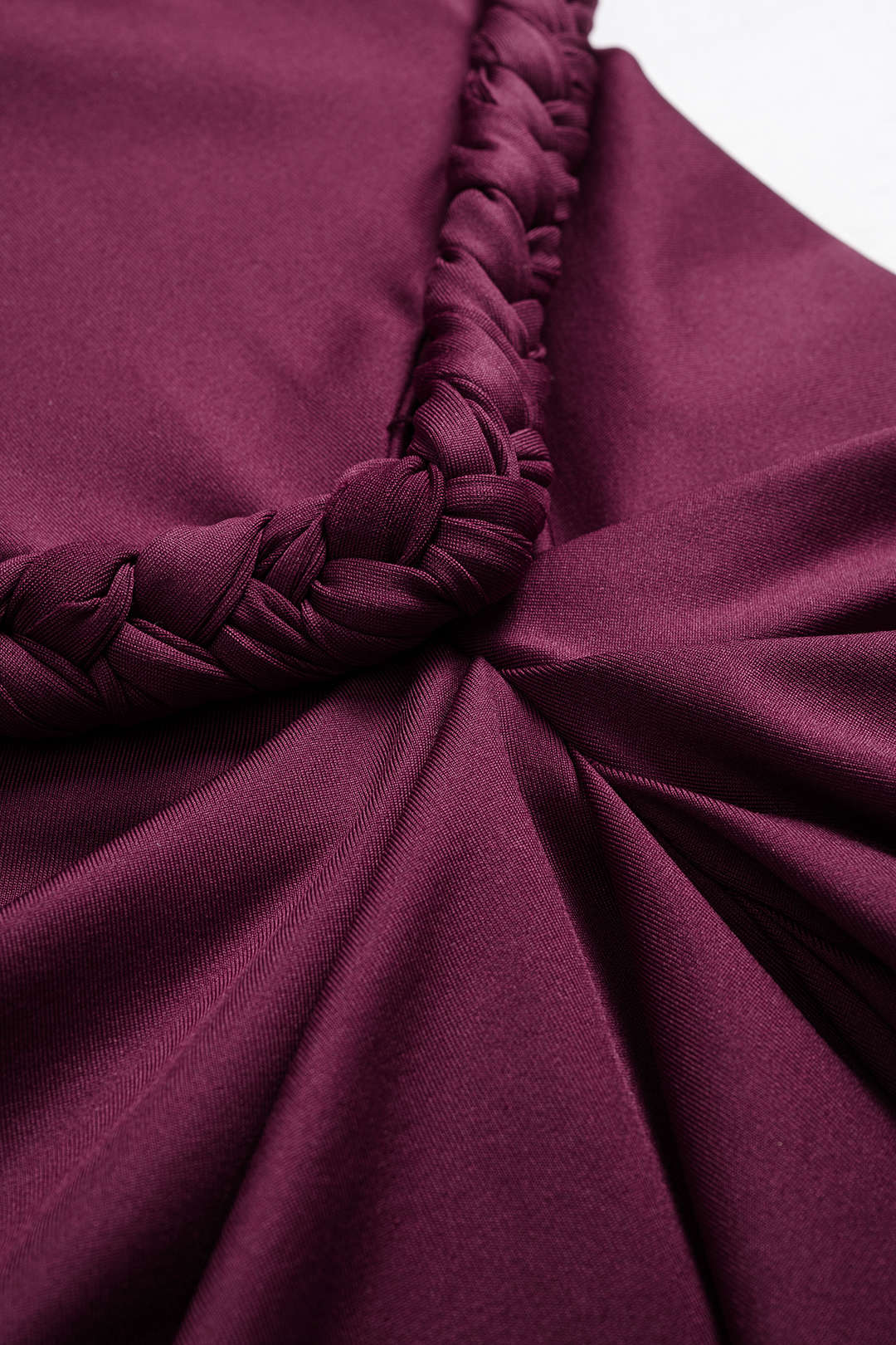 Plus Size Braided and Ruched Sleeveless Mid-length Dress