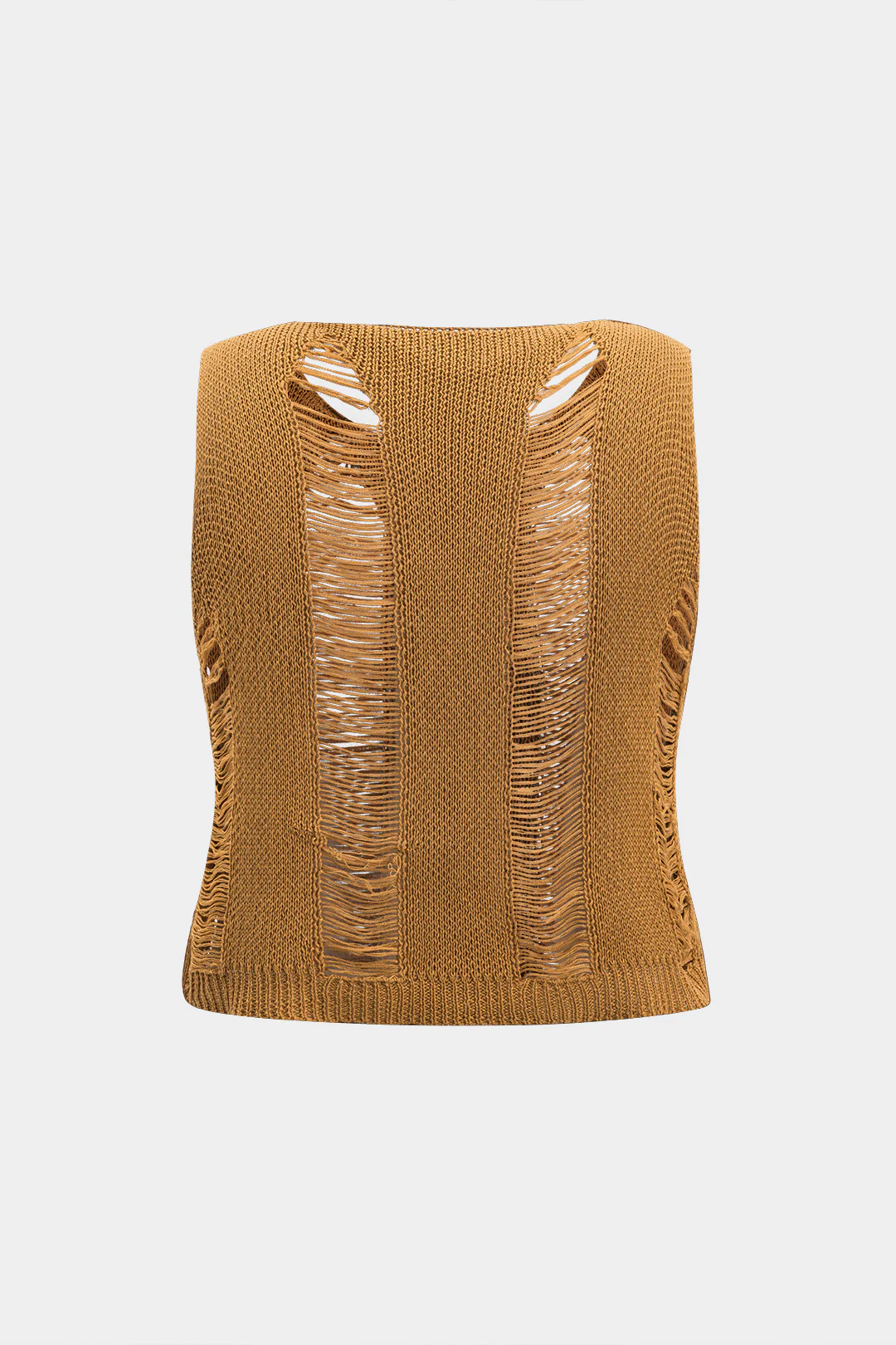 Plus Size Knit Distressed Ladder Tank Top