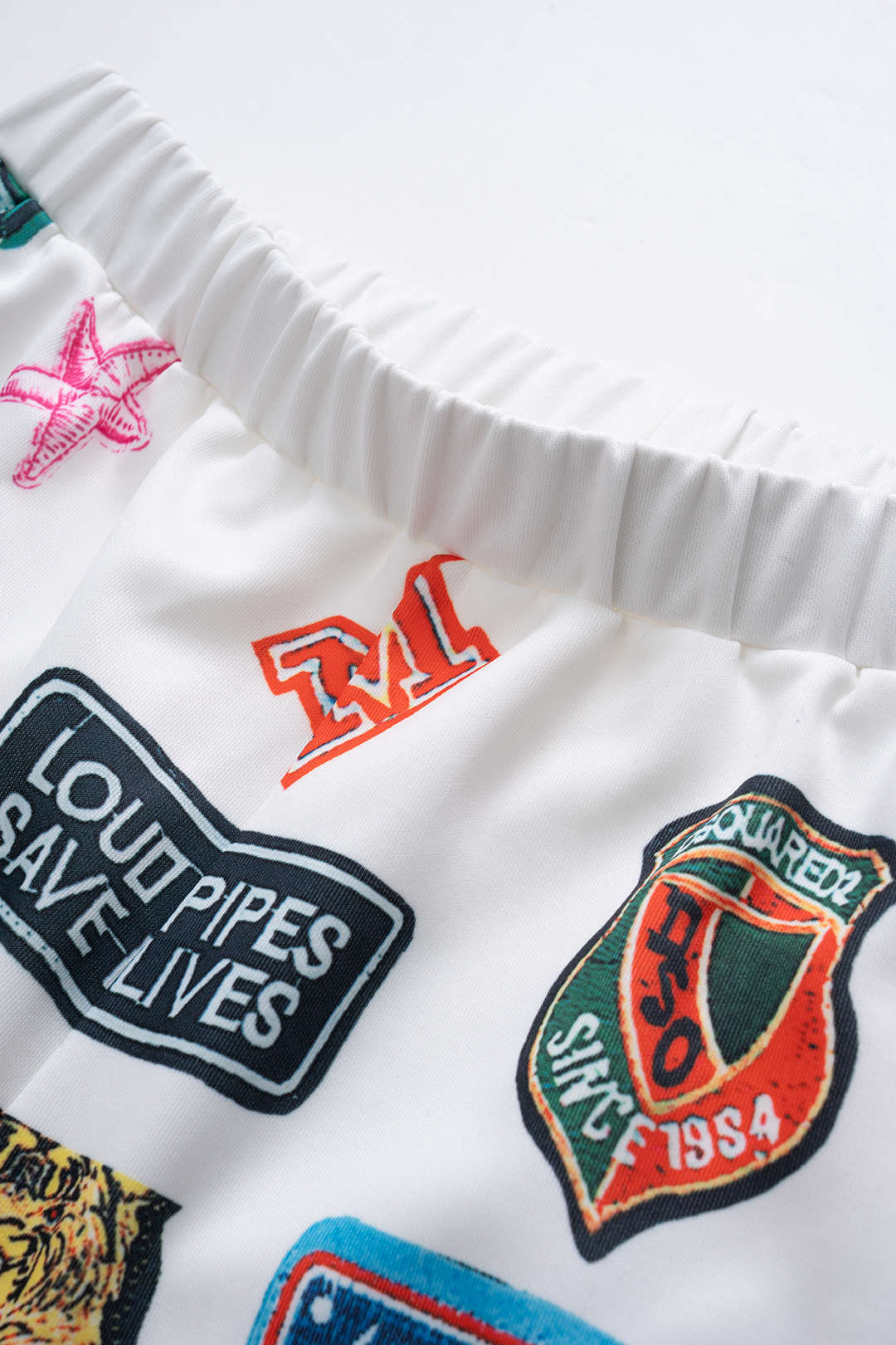 Vintage Print Tube Top and High-Waisted Shorts Set