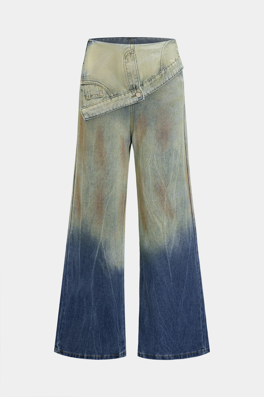Washed Wide Leg Denim Jeans