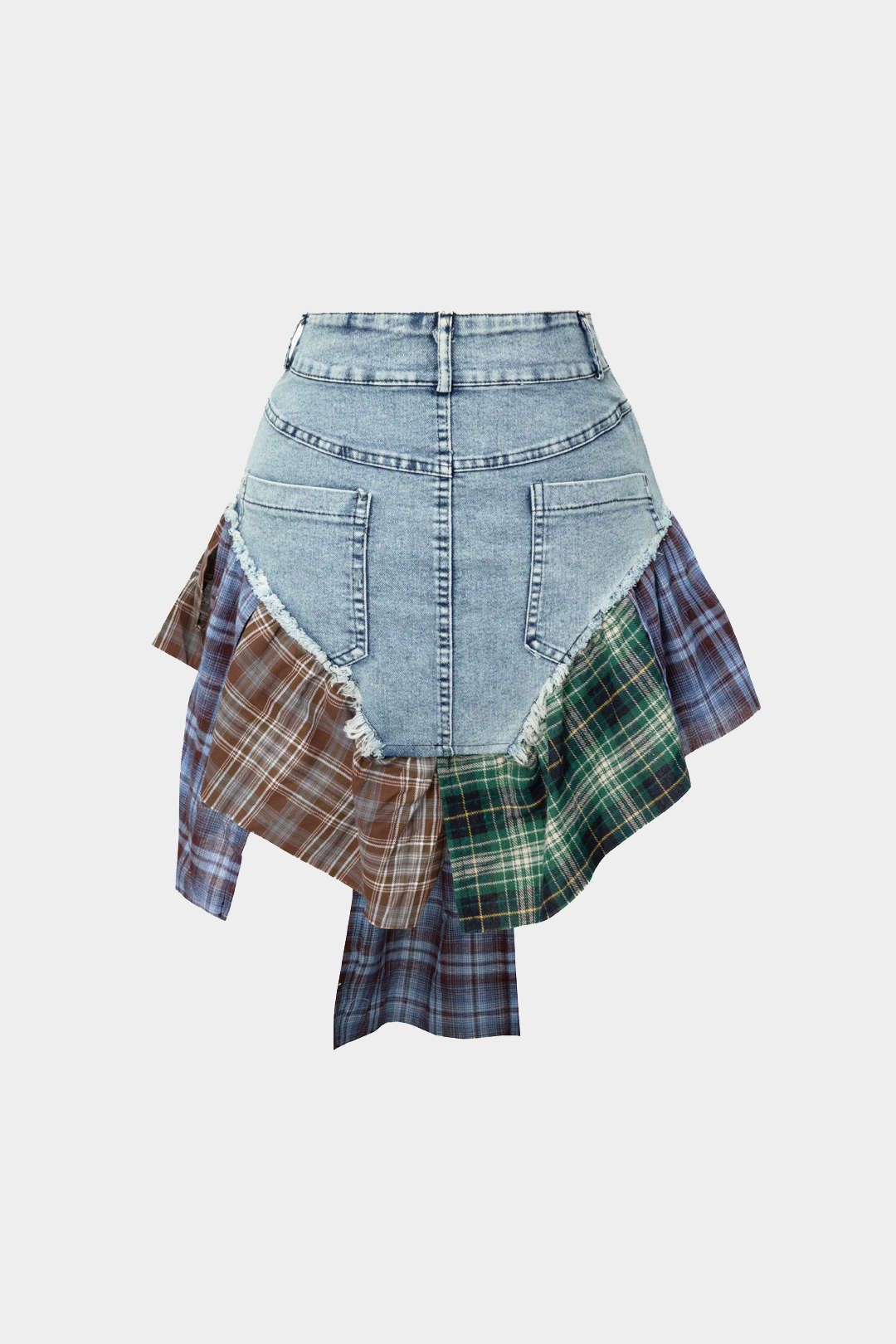 Asymmetric Patchwork Mini Denim Skirt