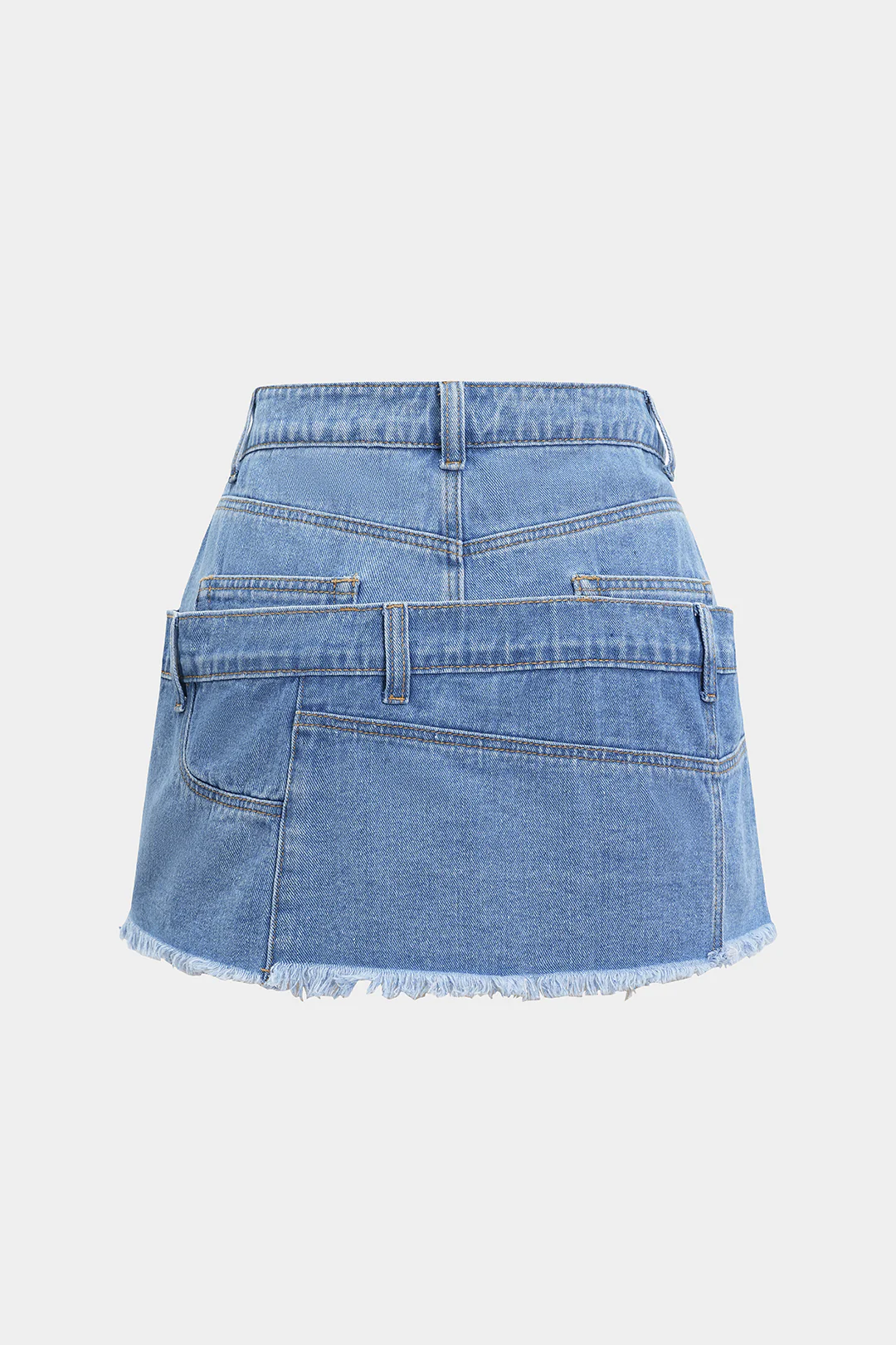 Denim Asymmetrical Pocket Button Skirt