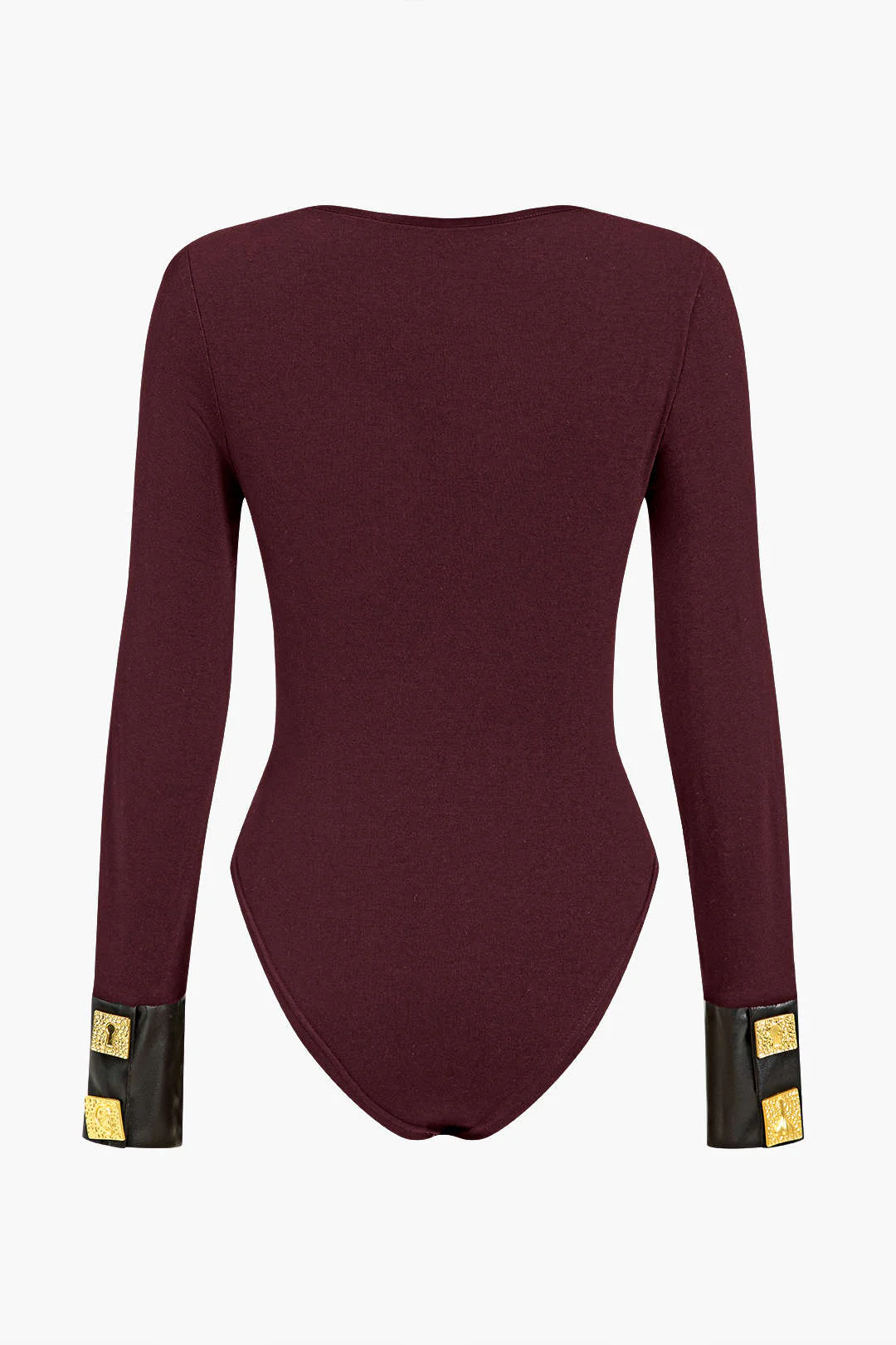 Faux Leather Patchwork Button One-piece Top