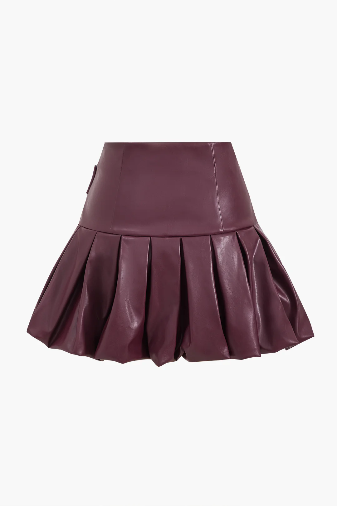 Faux Leather Ruched Zippered High-Waisted Skirt