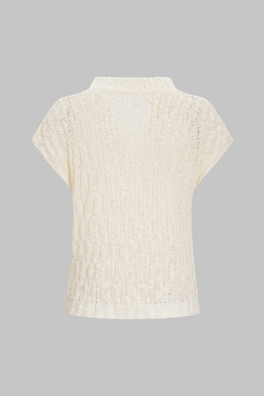 Knit Ribbed V-Neck Short-Sleeve Top