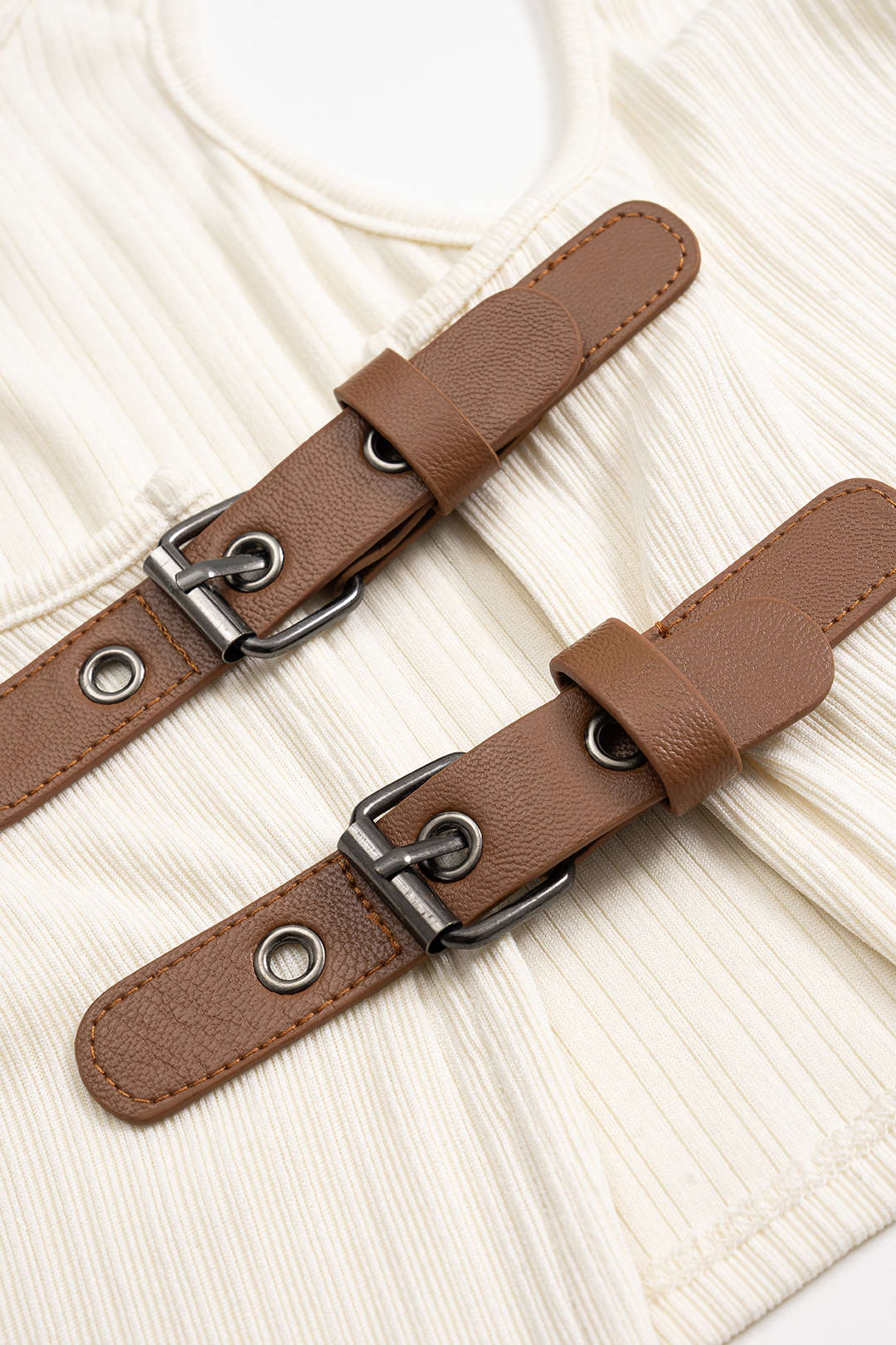 Metallic Linen Decorative Cut-Out Tank Top