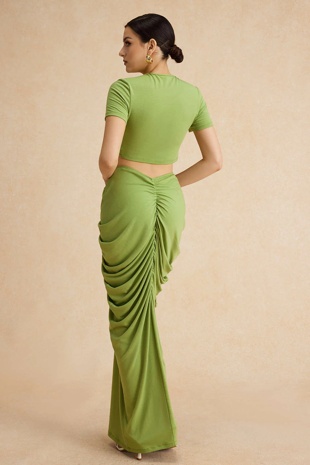 Metallic Decor Ruched Skirt