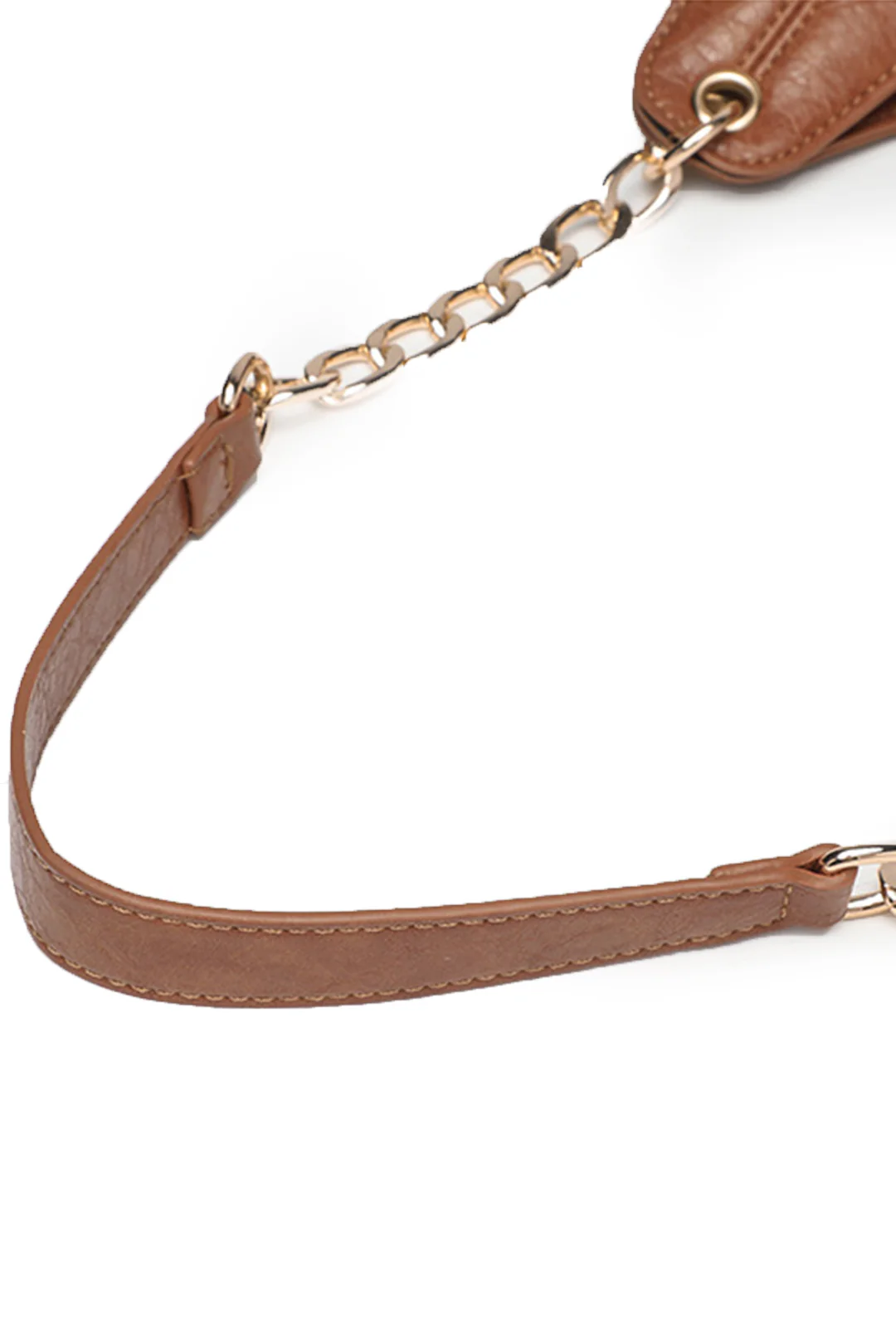 Faux Leather Metal Chain Shoulder Bag