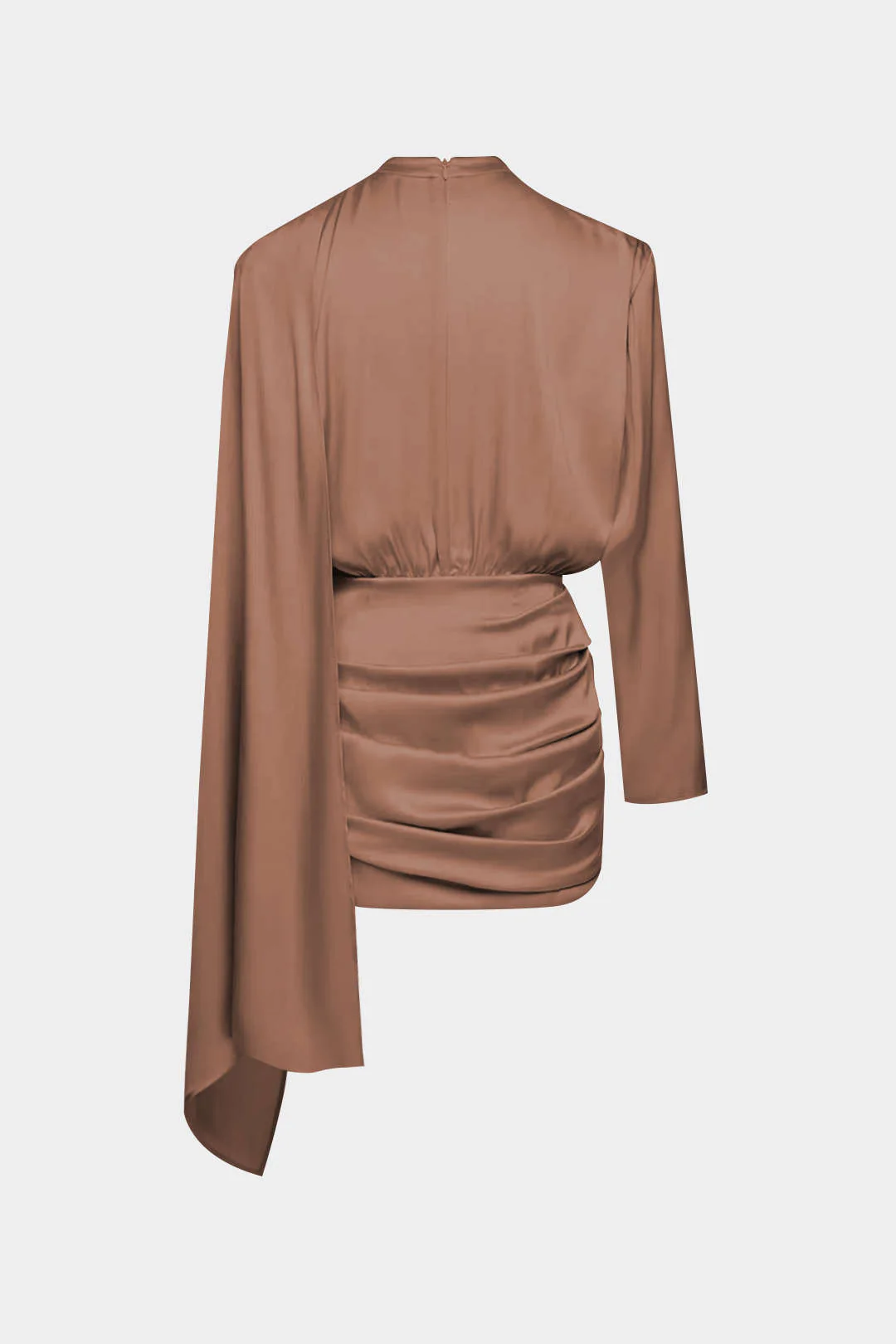 Ruched Asymmetric Long-Sleeved Mini Dress