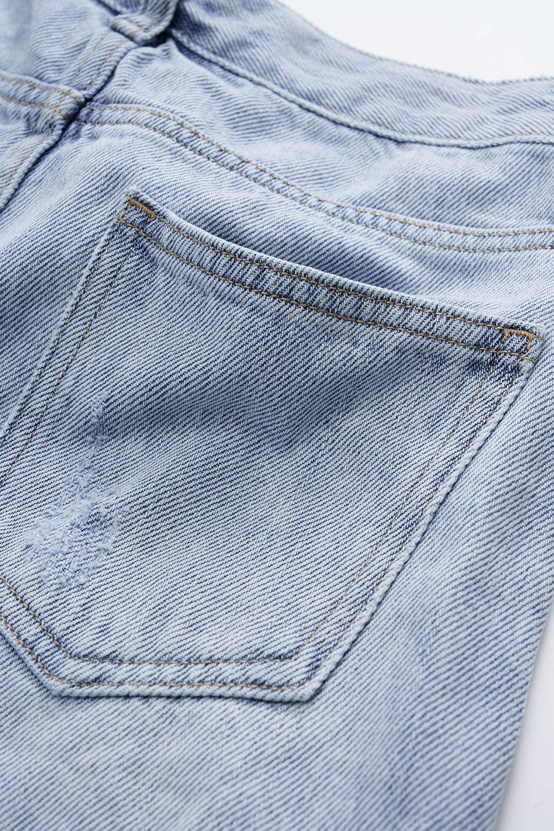 Denim Bead Chain Decor Ripped Frayed High Waist Shorts