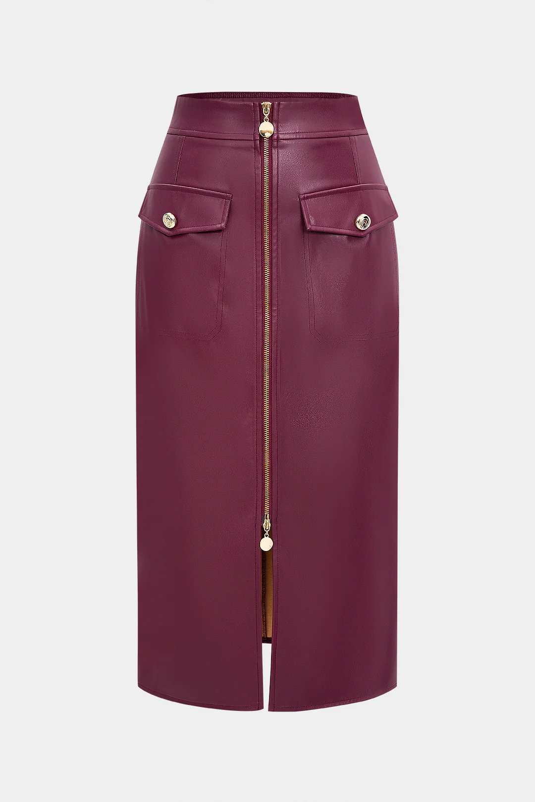 Faux Leather High Waist Zipper Skirt