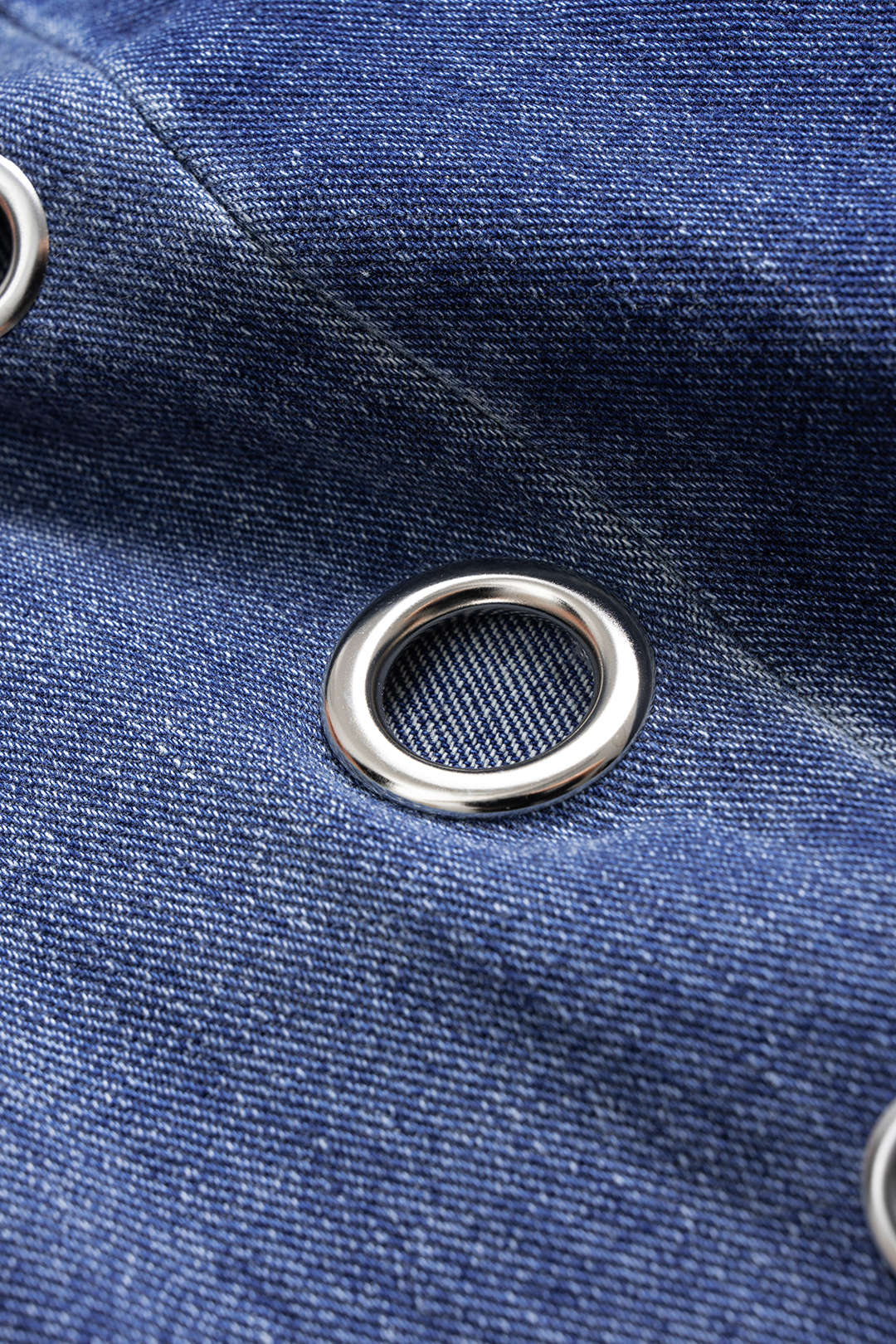 Denim Hollow-Out Pocket Metallic Ring Wide-Leg Jeans