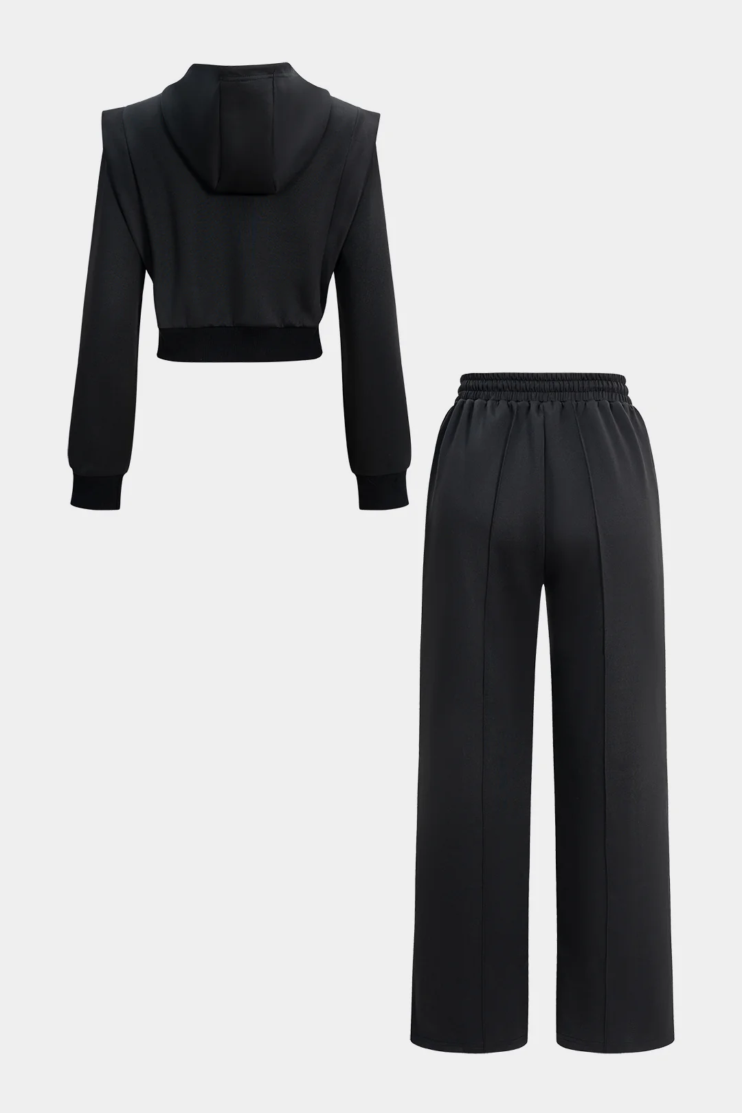 Hooded Long-Sleeve Top And Drawstring Straight Leg Trousers Set