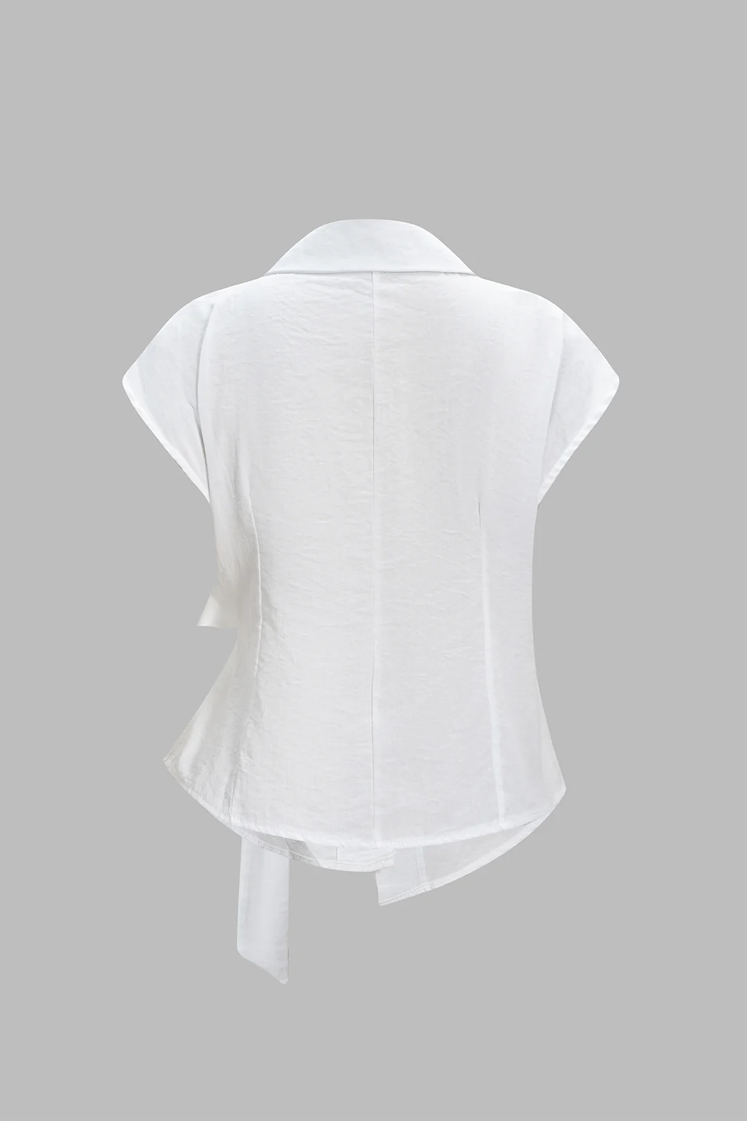 Tie-Up Asymmetrical Ruched Short-Sleeve Top