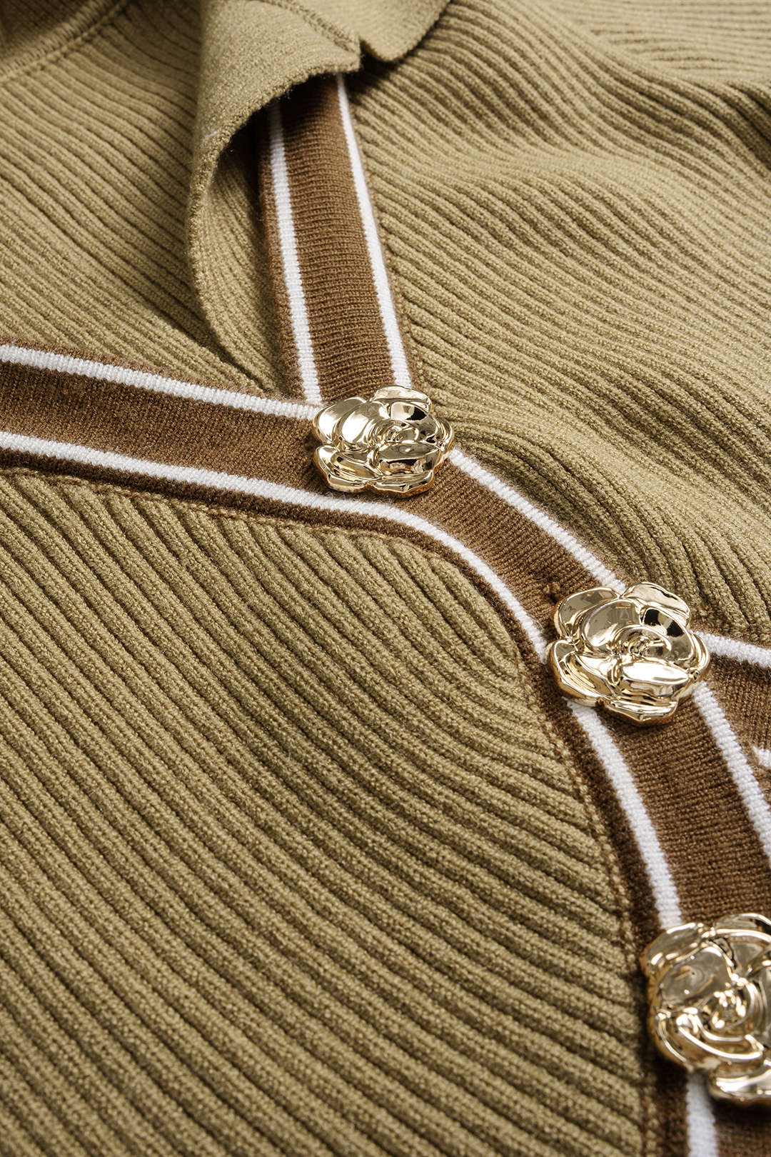 Knit Contrast Asymmetrical Metallic Button Short-Sleeve Top