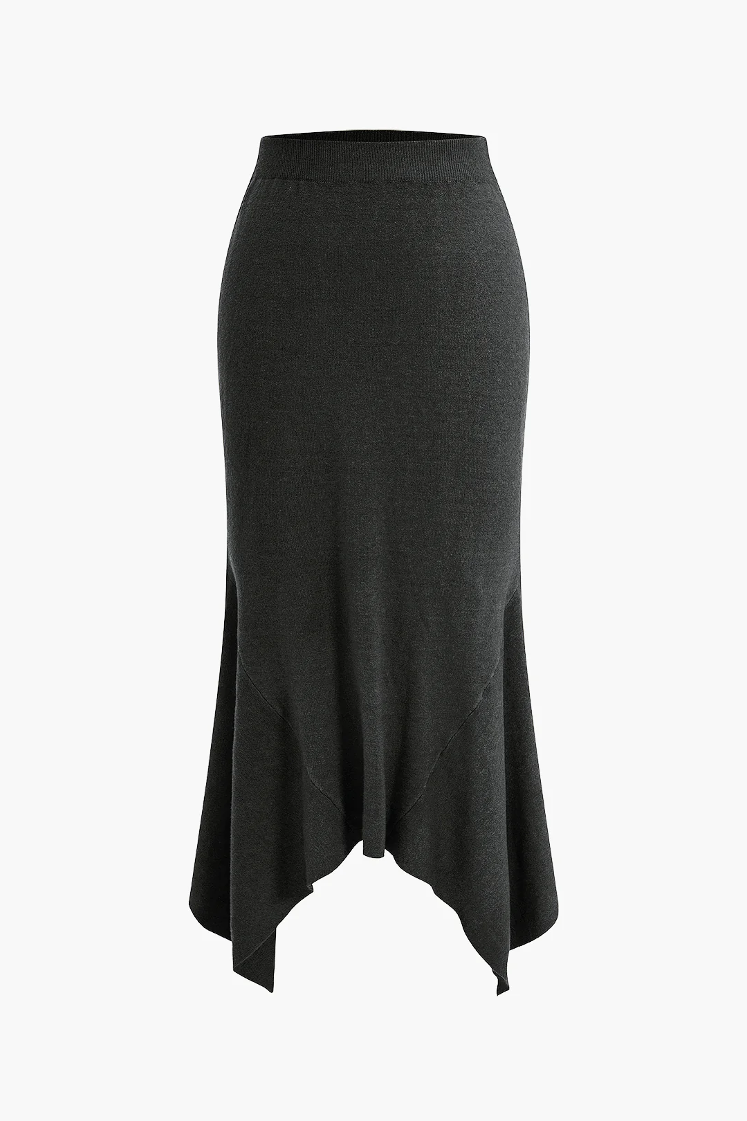 Solid Sweater Asymmetric Skirt