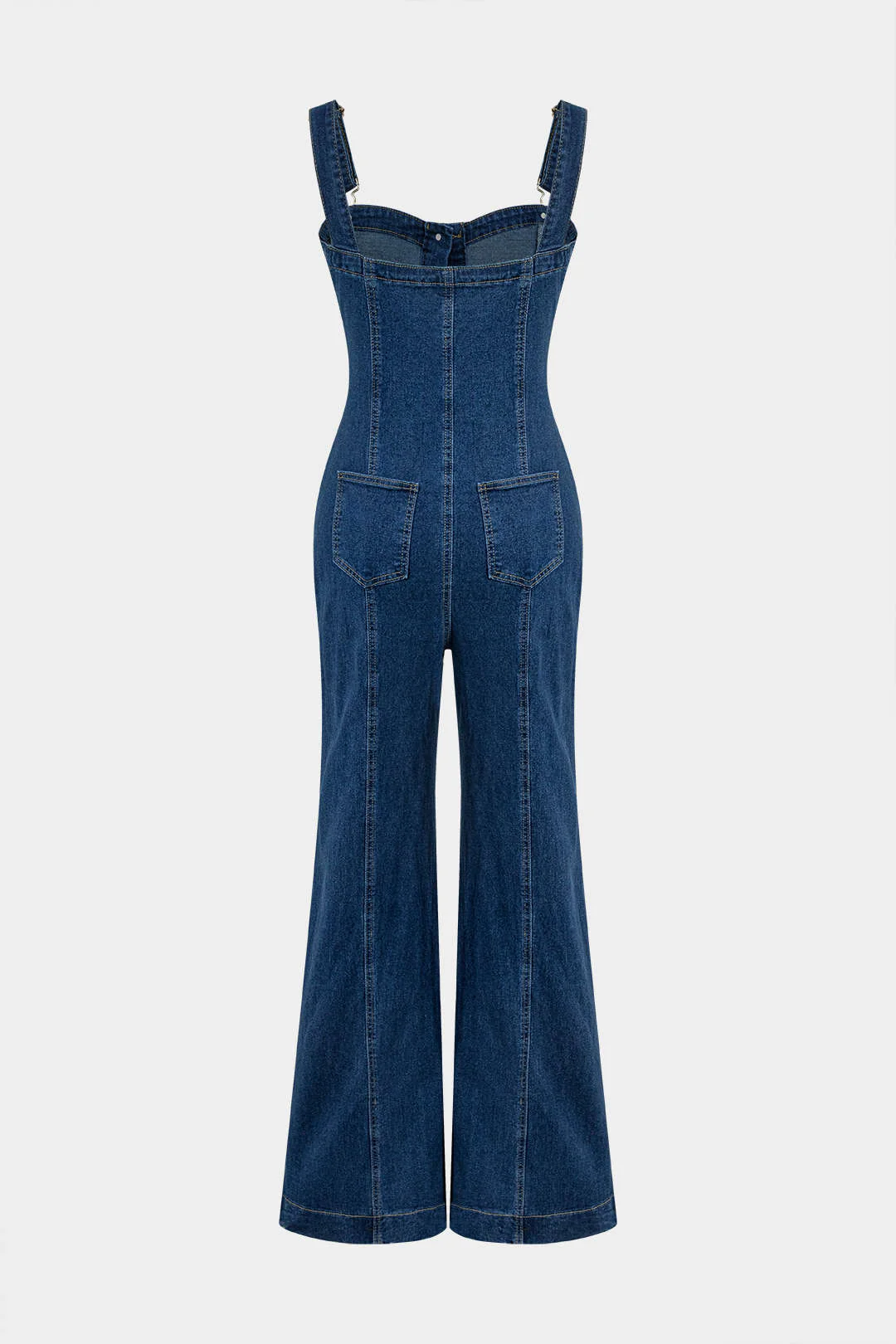 Denim Button Pocket Wide-Leg Jumpsuit