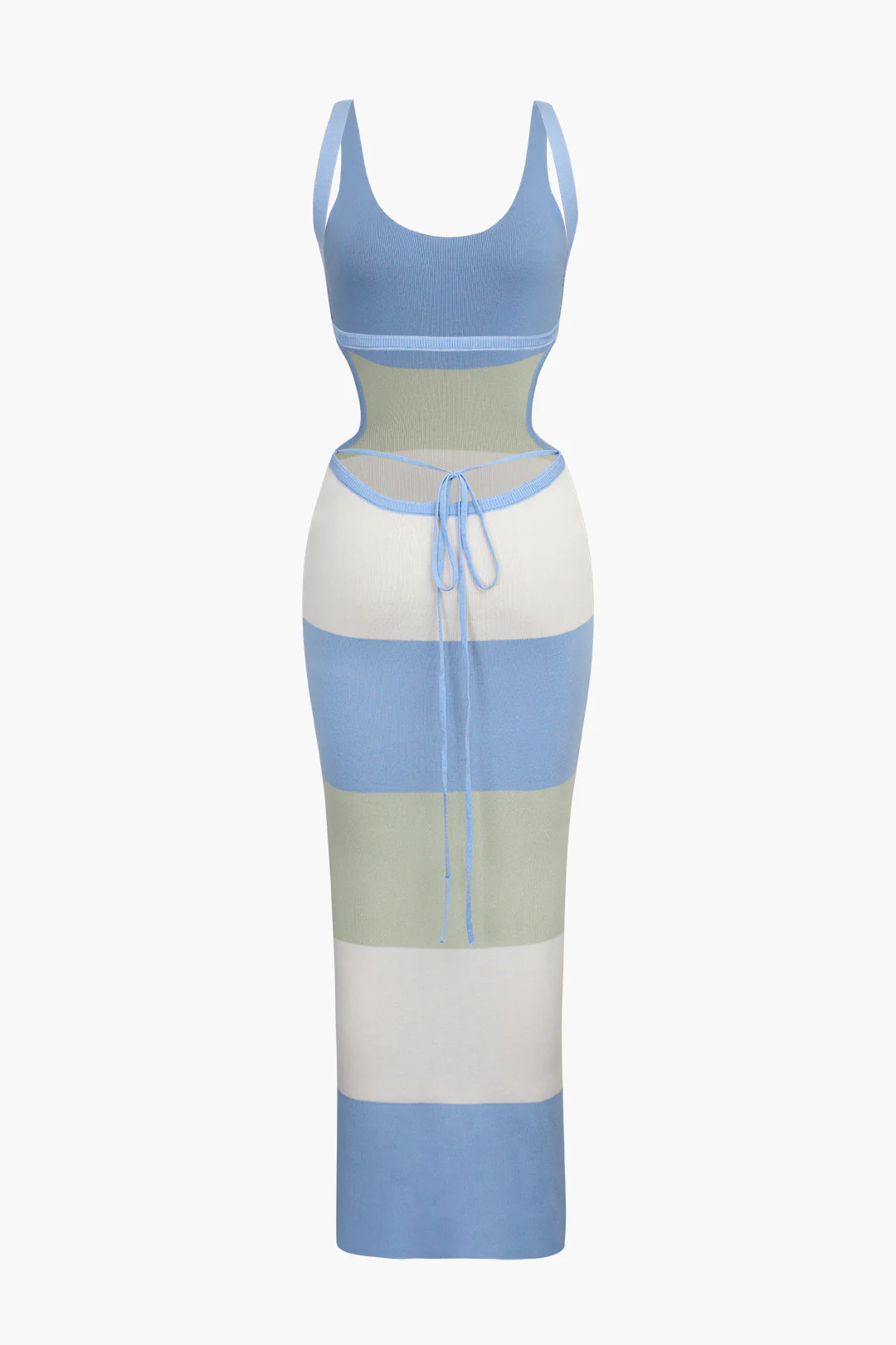 Multicolor Striped Knitted Backless Maxi Dress