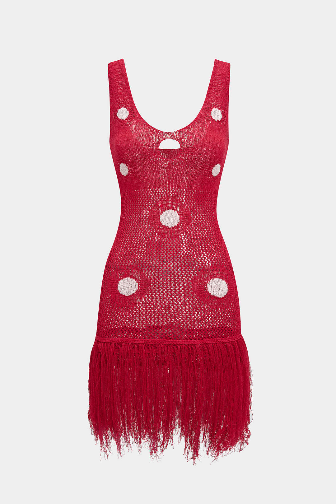 Knit Fringe Trim Sleeveless Dress