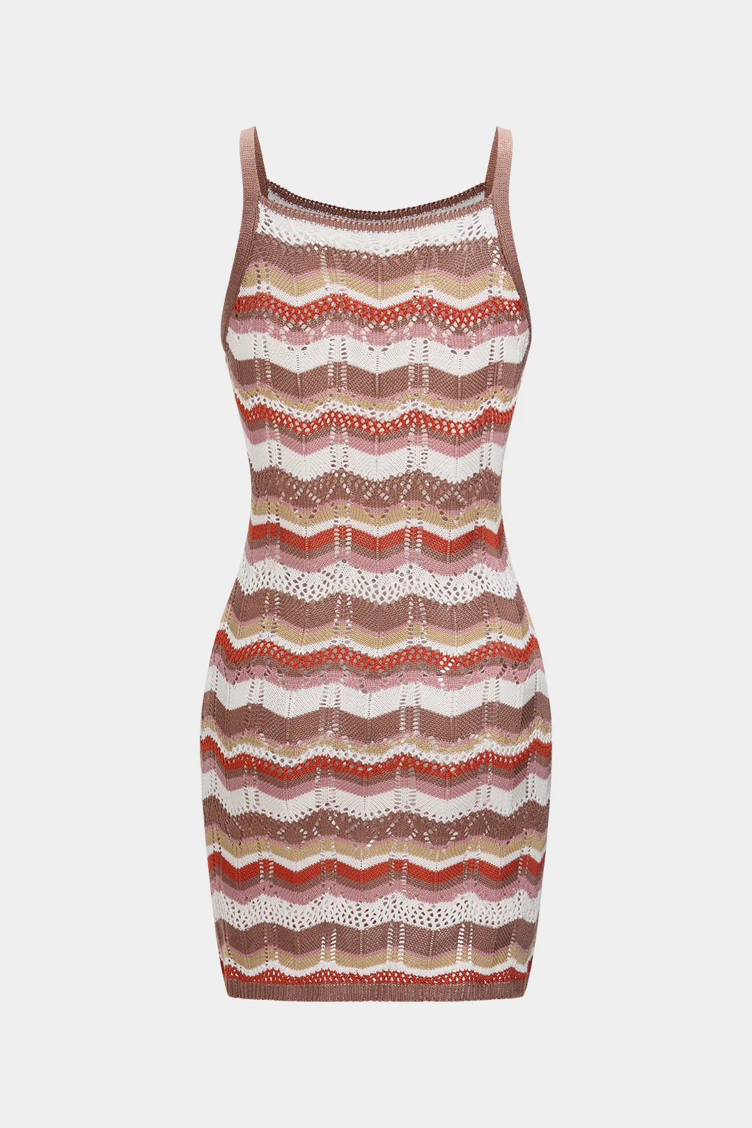 Knit Stripe Print Hollow Out Tank Sleeveless Dress