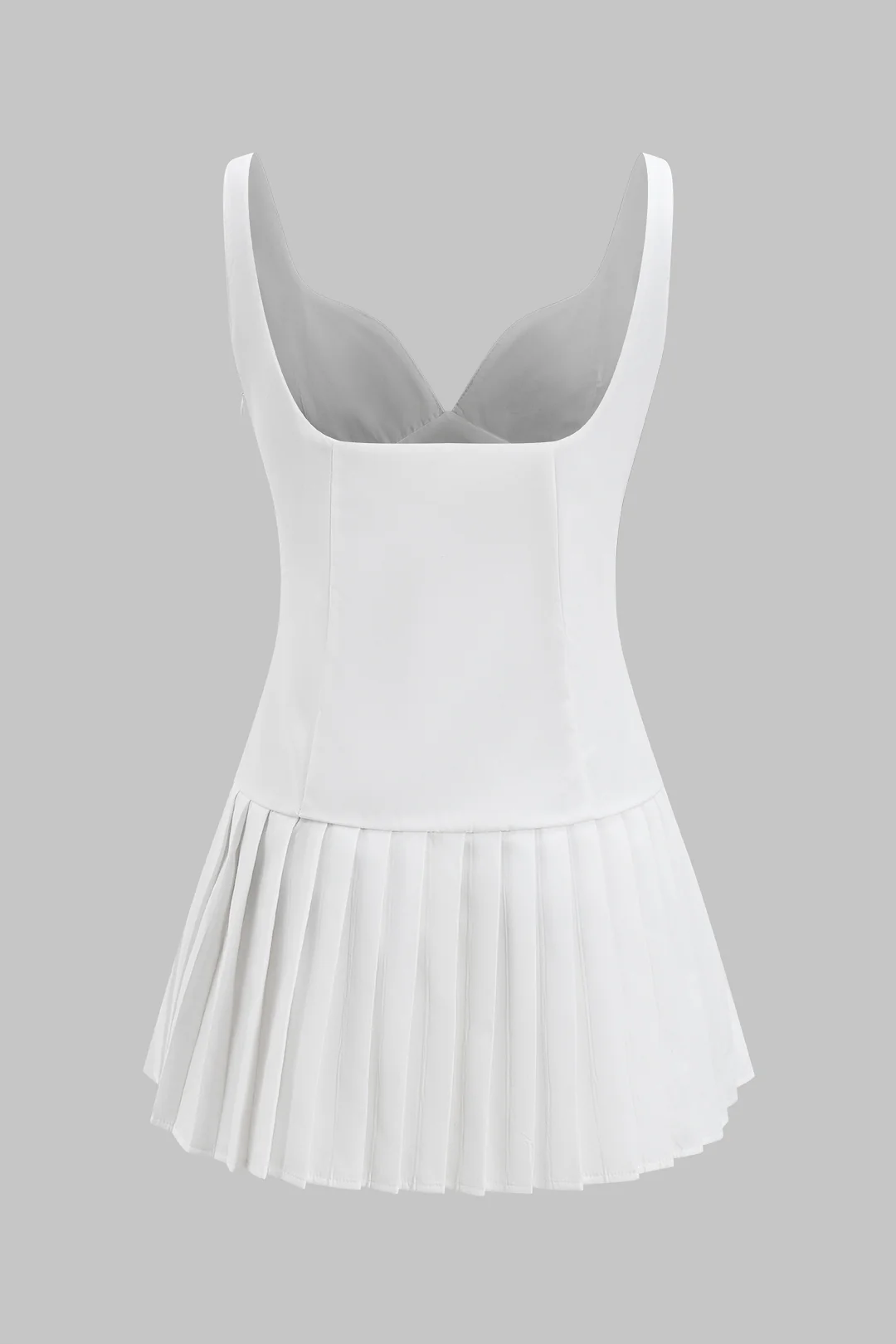 Patchwork V-Neck Slip Belted Sleeveless Mini Dress