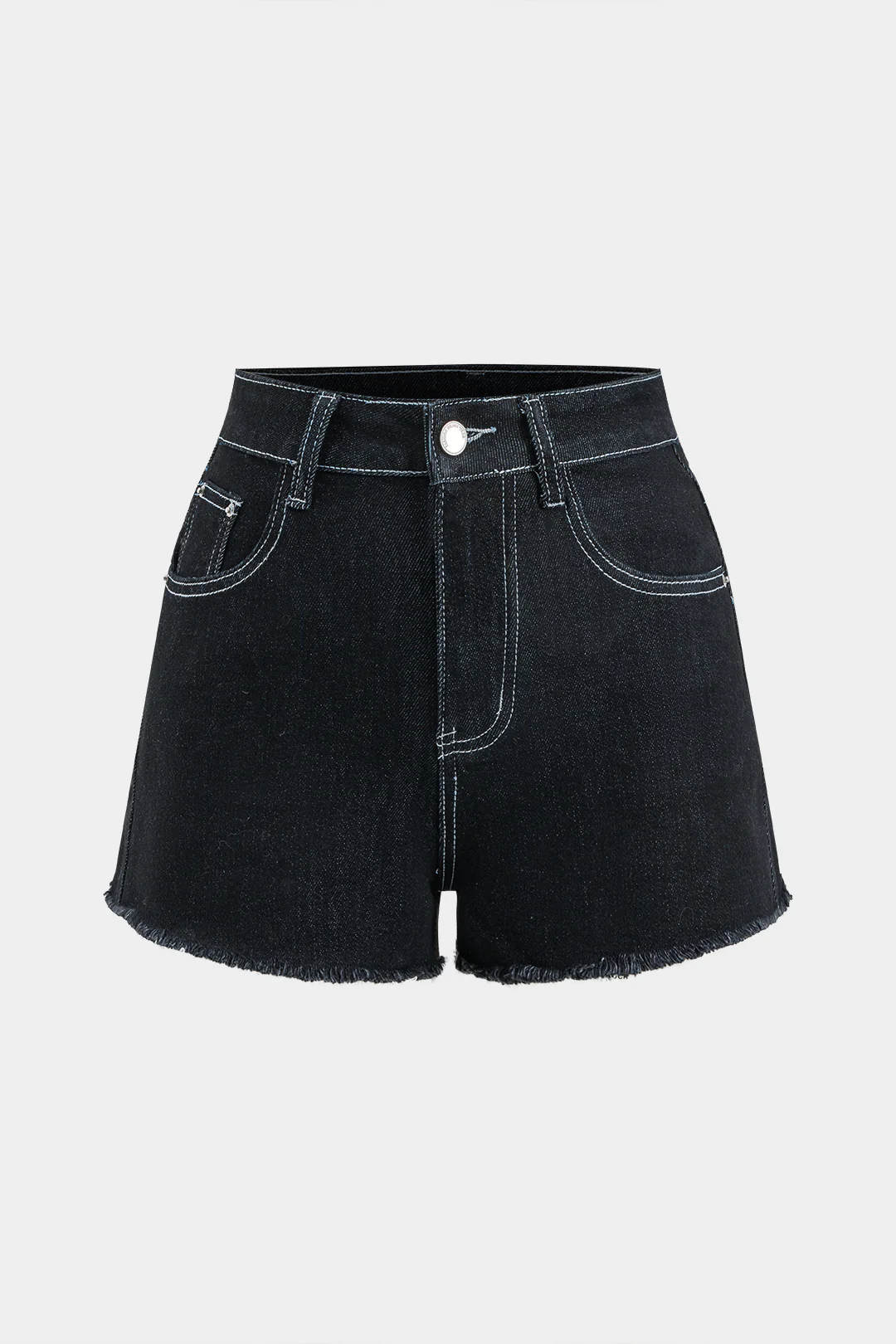 Denim Contrast Stitching Detail Bustier Tube Top and Shorts Set