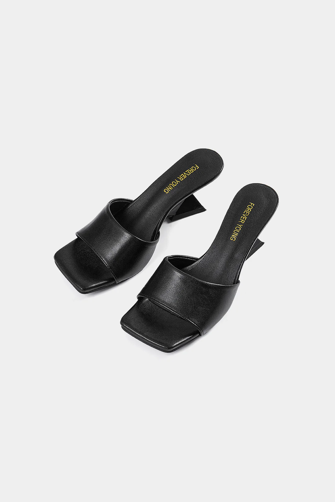 Square Open-Toe Faux Leather Sandals