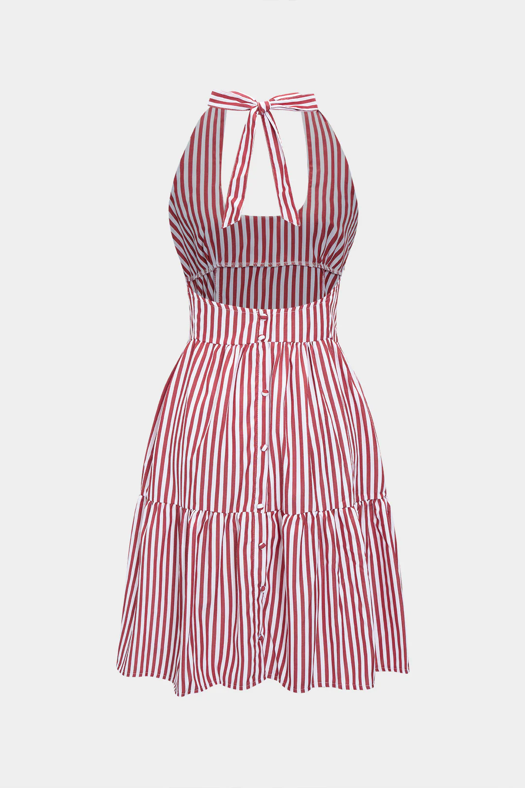 Striped Halter Neck Tie-Back Sleeveless Mini Dress