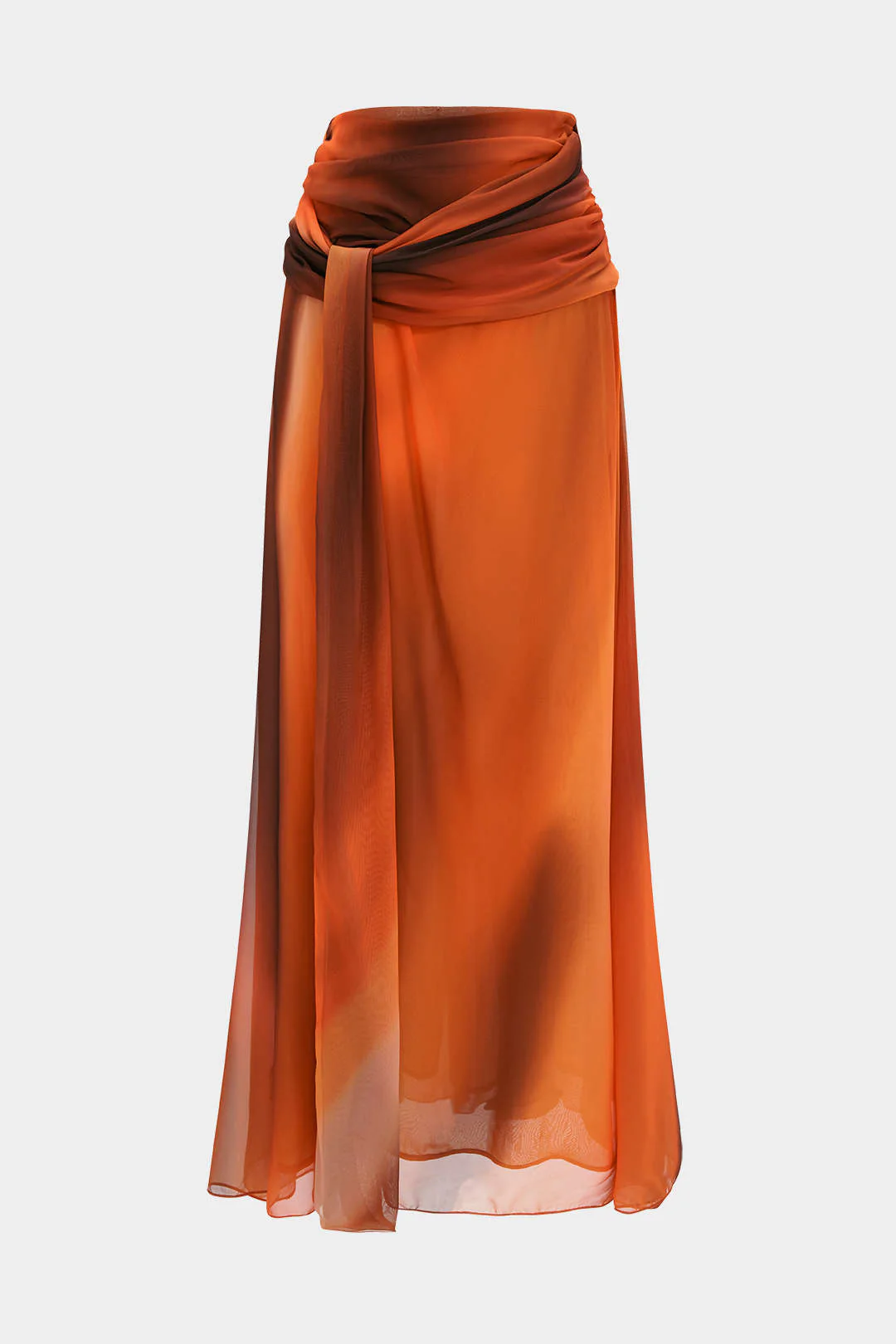 Ombre Print Chiffon Ruched Skirt