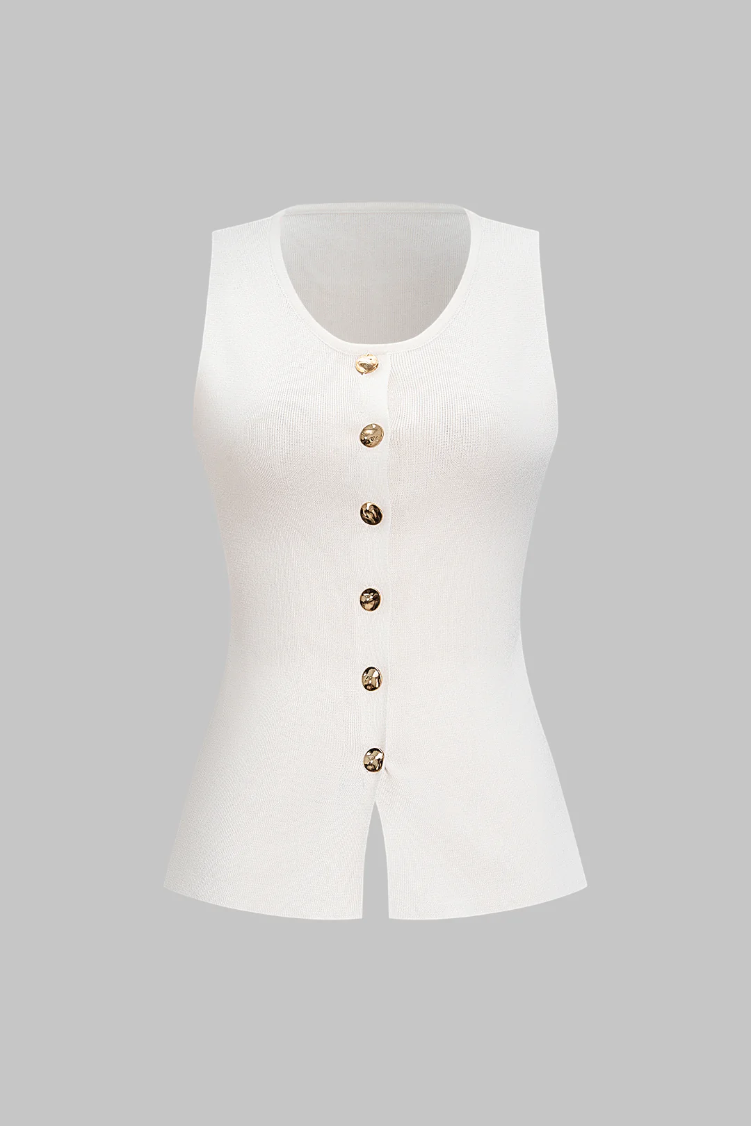 Round Neck Buttoned Tank Top