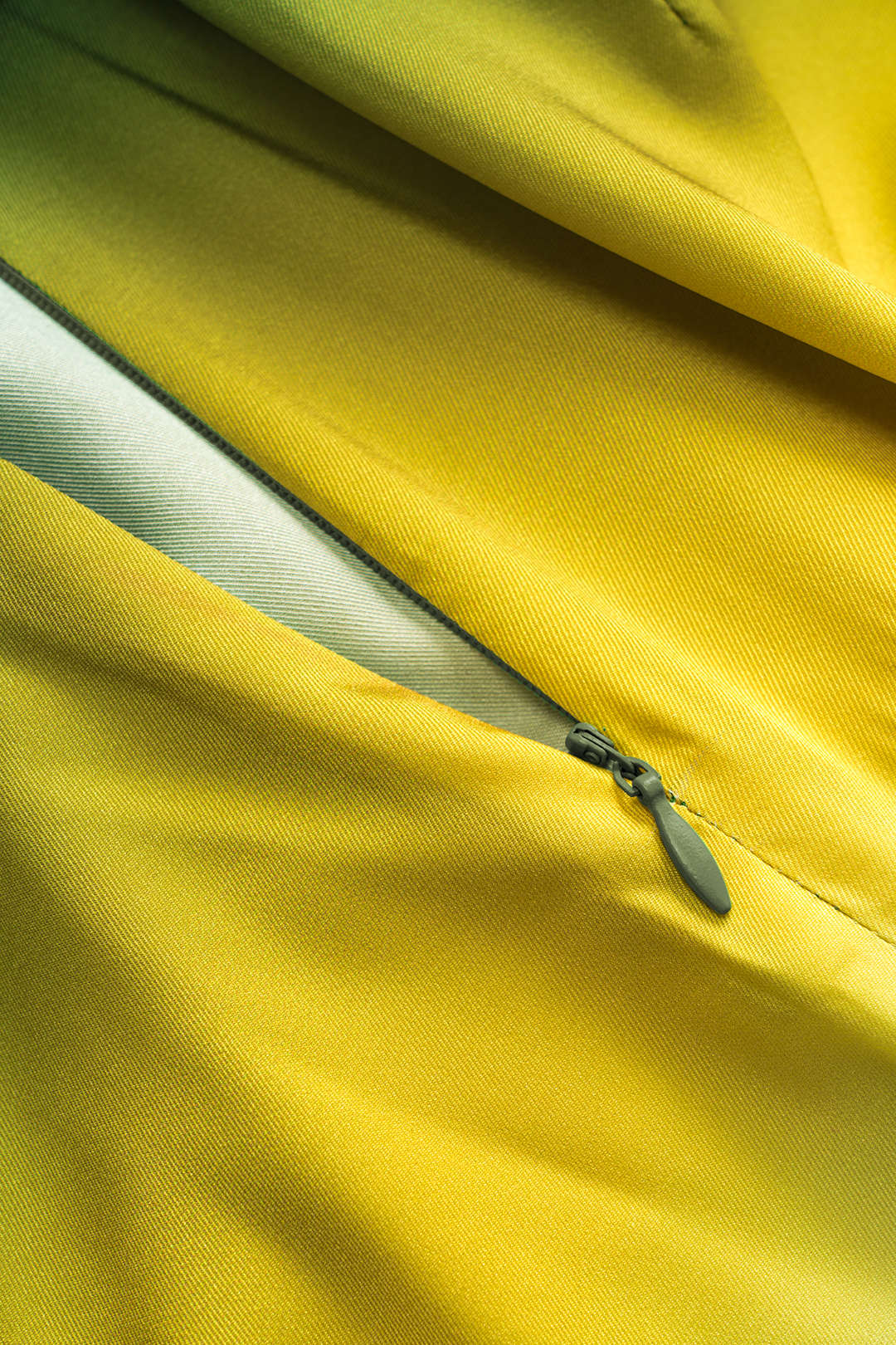 Ombre Print Satin Ruched Tie-Front Zippered Skirt