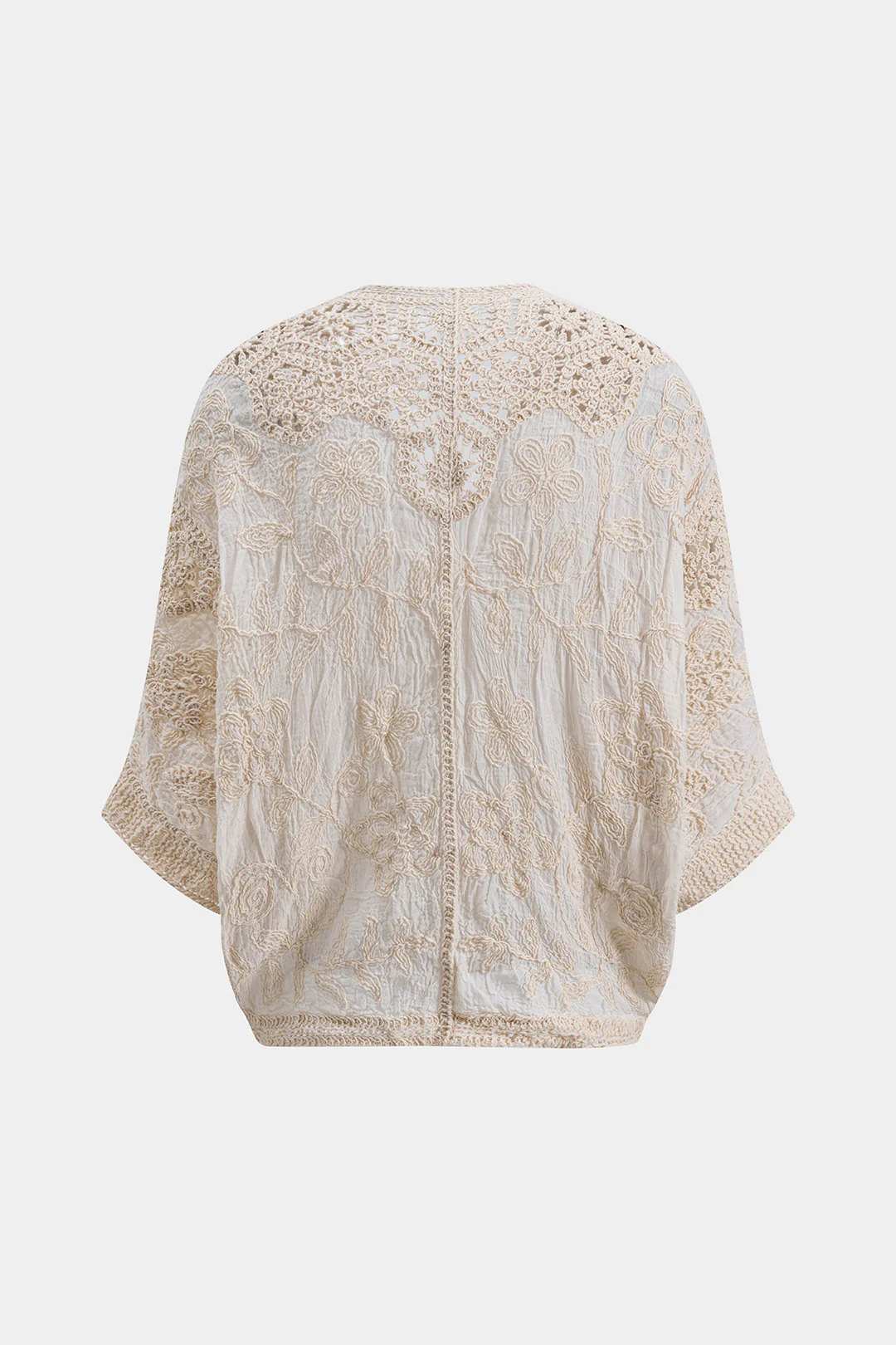 Lace Button Cut-Out Long Sleeve Top and Fringe Tie-Front Skirt Set