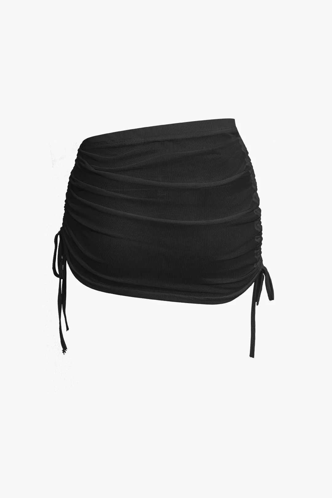 Cowl Neck Backless Tie Mesh Top and Asymmetrical Mini Skirt Outfit Set