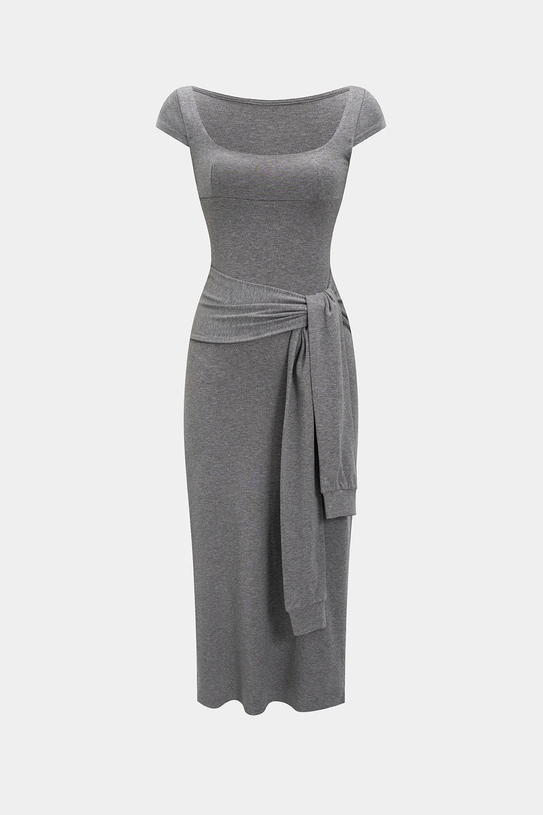Solid Tie Mid-length Dress