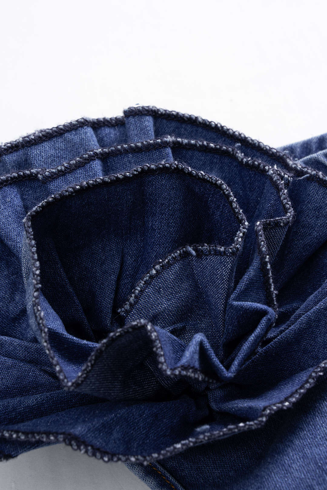 Denim 3D Floral One Shoulder Asymmetrical Sleeveless Dress