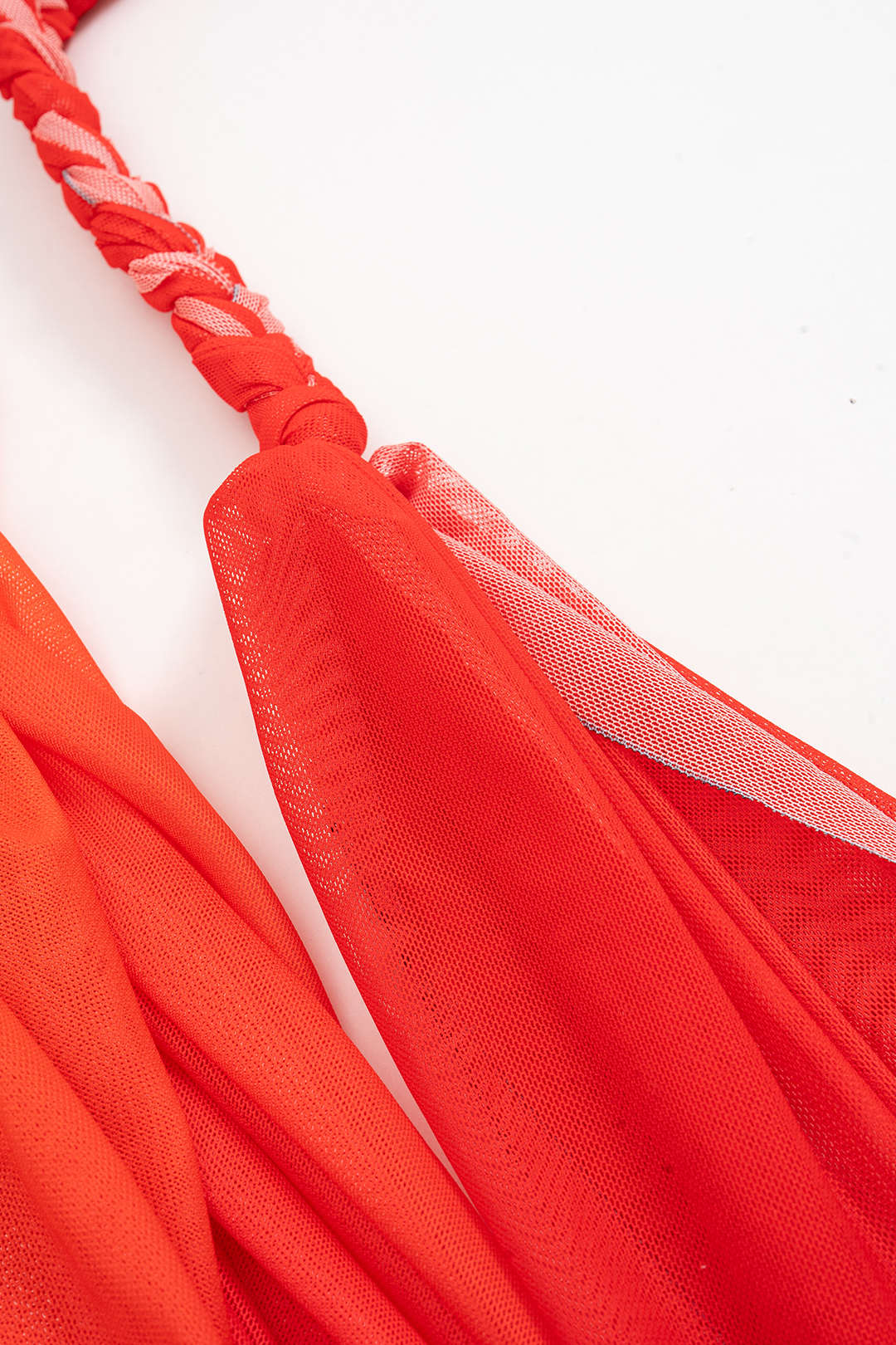 Ombre Print Mesh Braided Slit Sleeveless Midi Dress