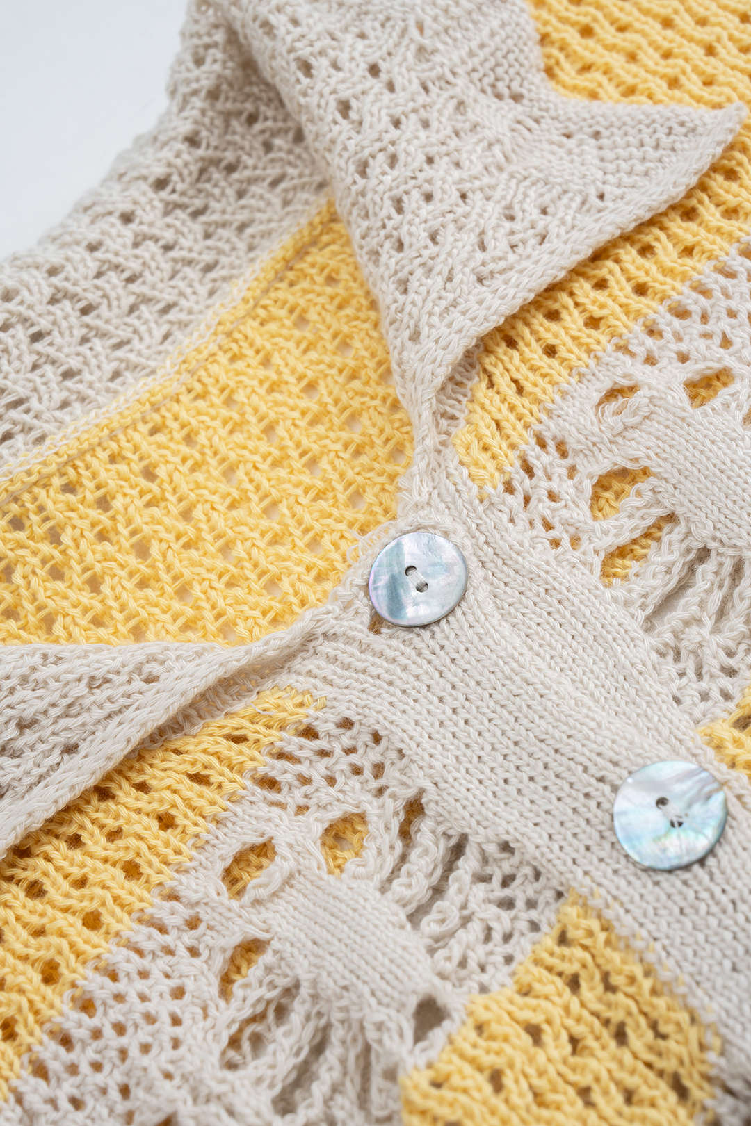 Knit Hollow Out Contrast Short-Sleeve Top