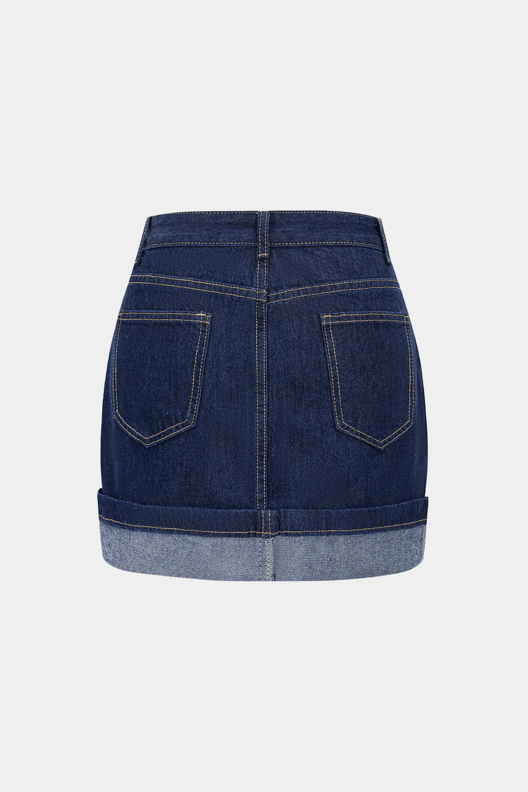 Denim Cuffed Mini Skirt