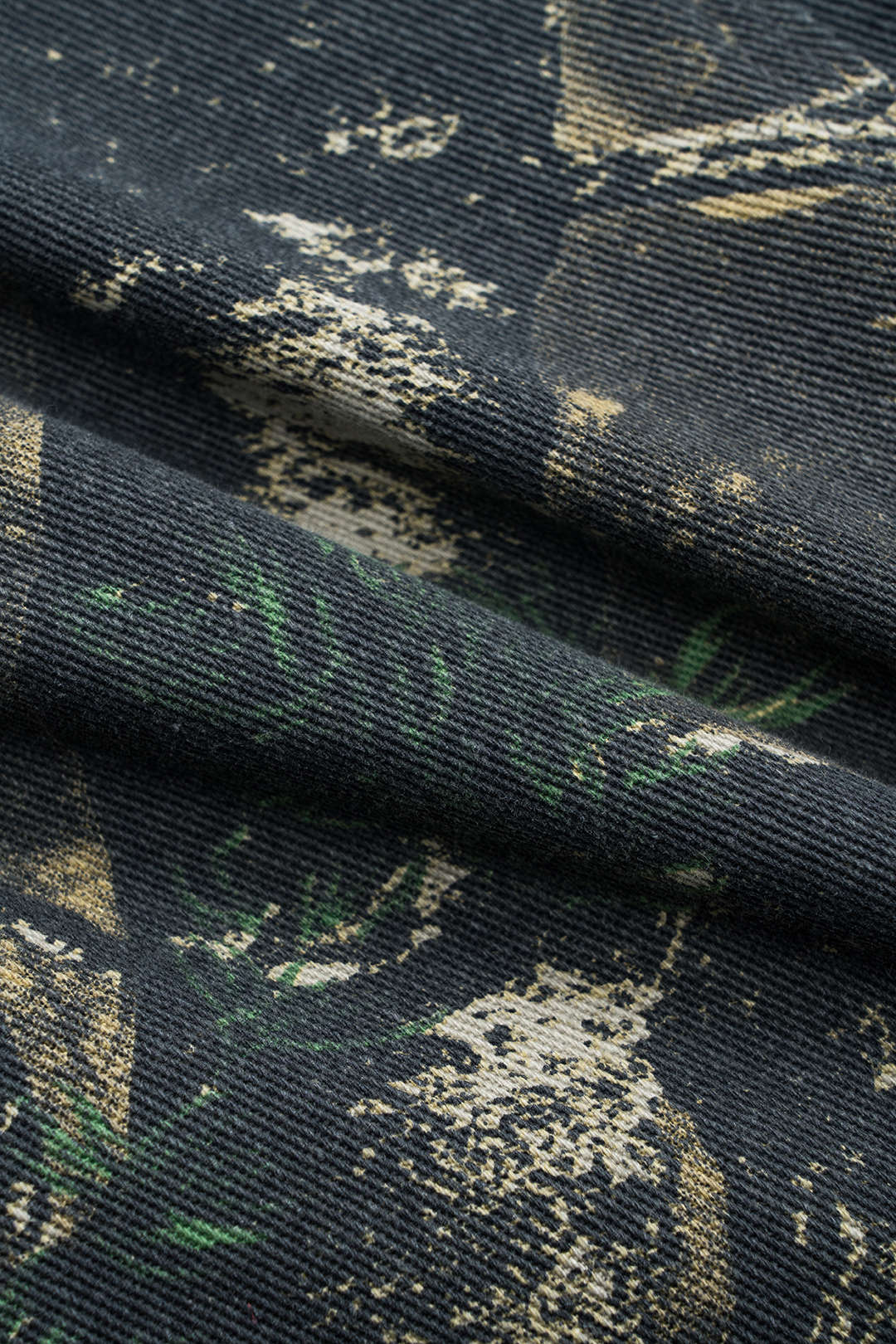 Printed Denim Button Pocket Wide Leg Trousers