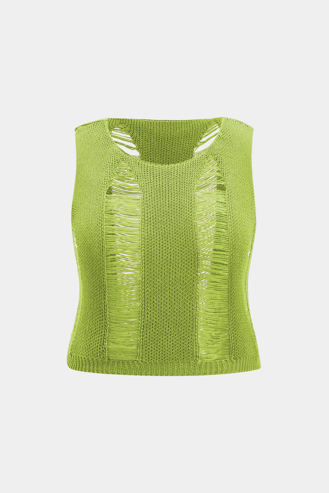 Plus Size Knit Distressed Ladder Tank Top