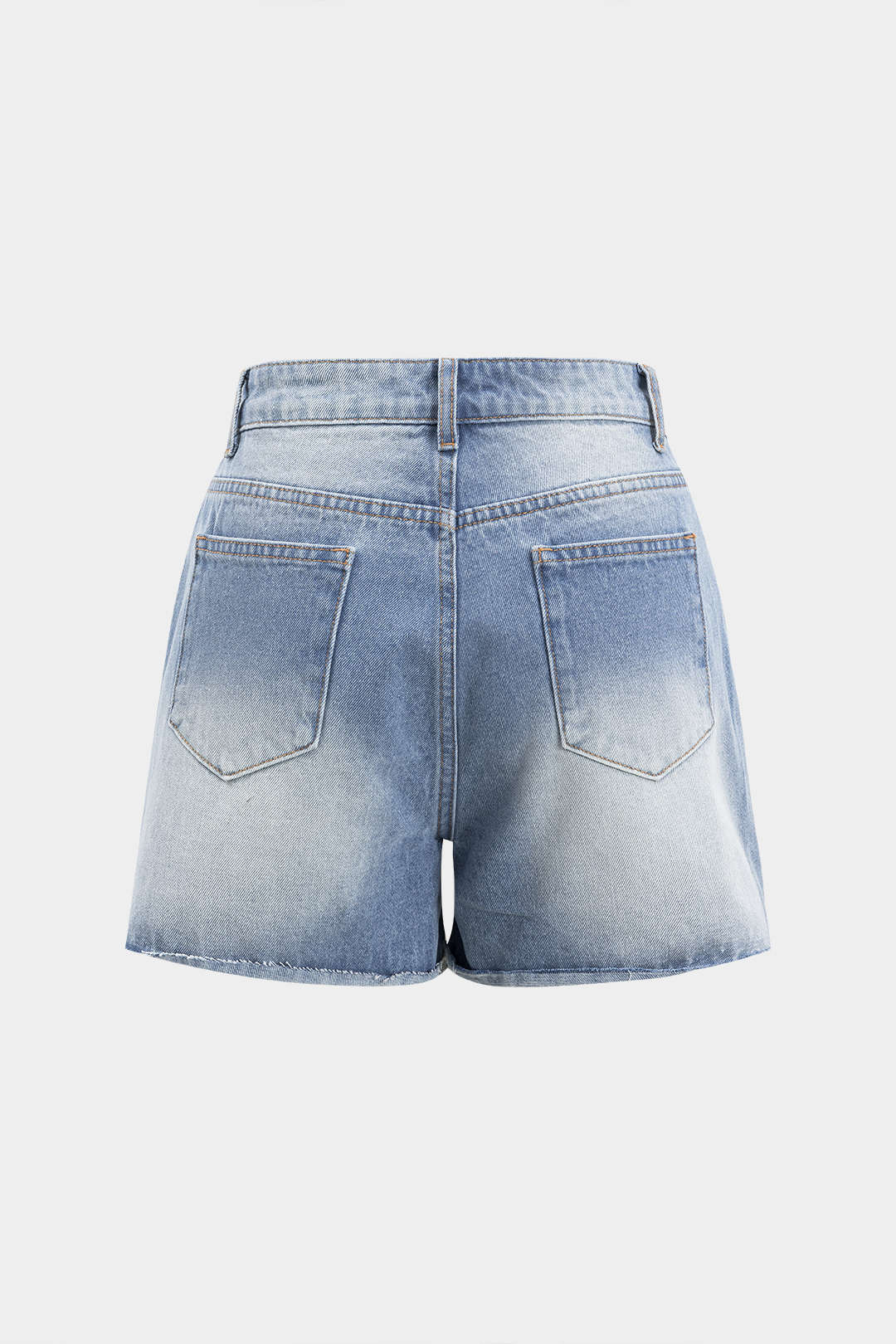 Asymmetrical Button Pocket Ripped Denim Shorts