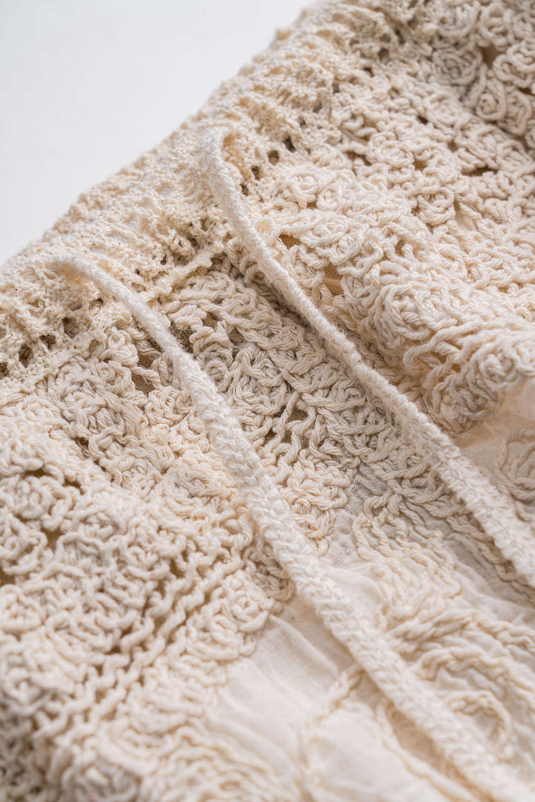 Lace Button Cut-Out Long Sleeve Top and Fringe Tie-Front Skirt Set