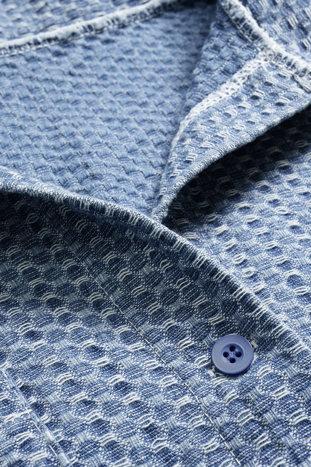 Denim Button Tie-Up Short-Sleeve Shirt And Drawstring Shorts Set